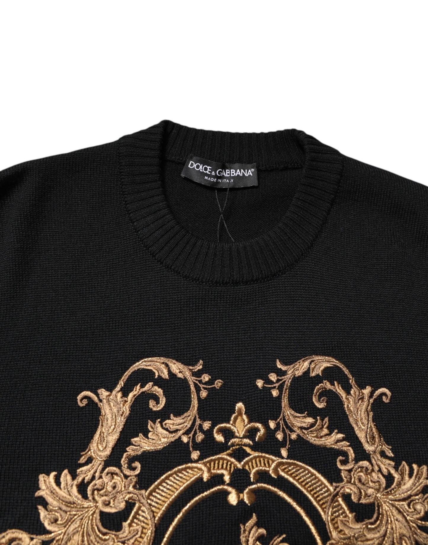 Dolce & Gabbana – Schwarzer Strickpullover mit Logo-Stickerei