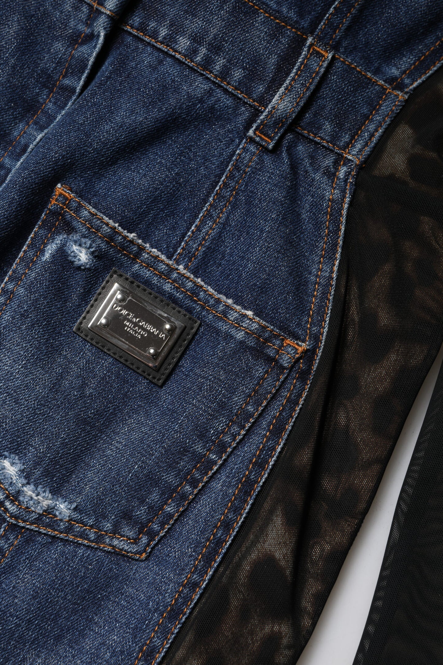 Dolce & Gabbana – Schwarz-blaues, langärmliges Jeans-Minikleid