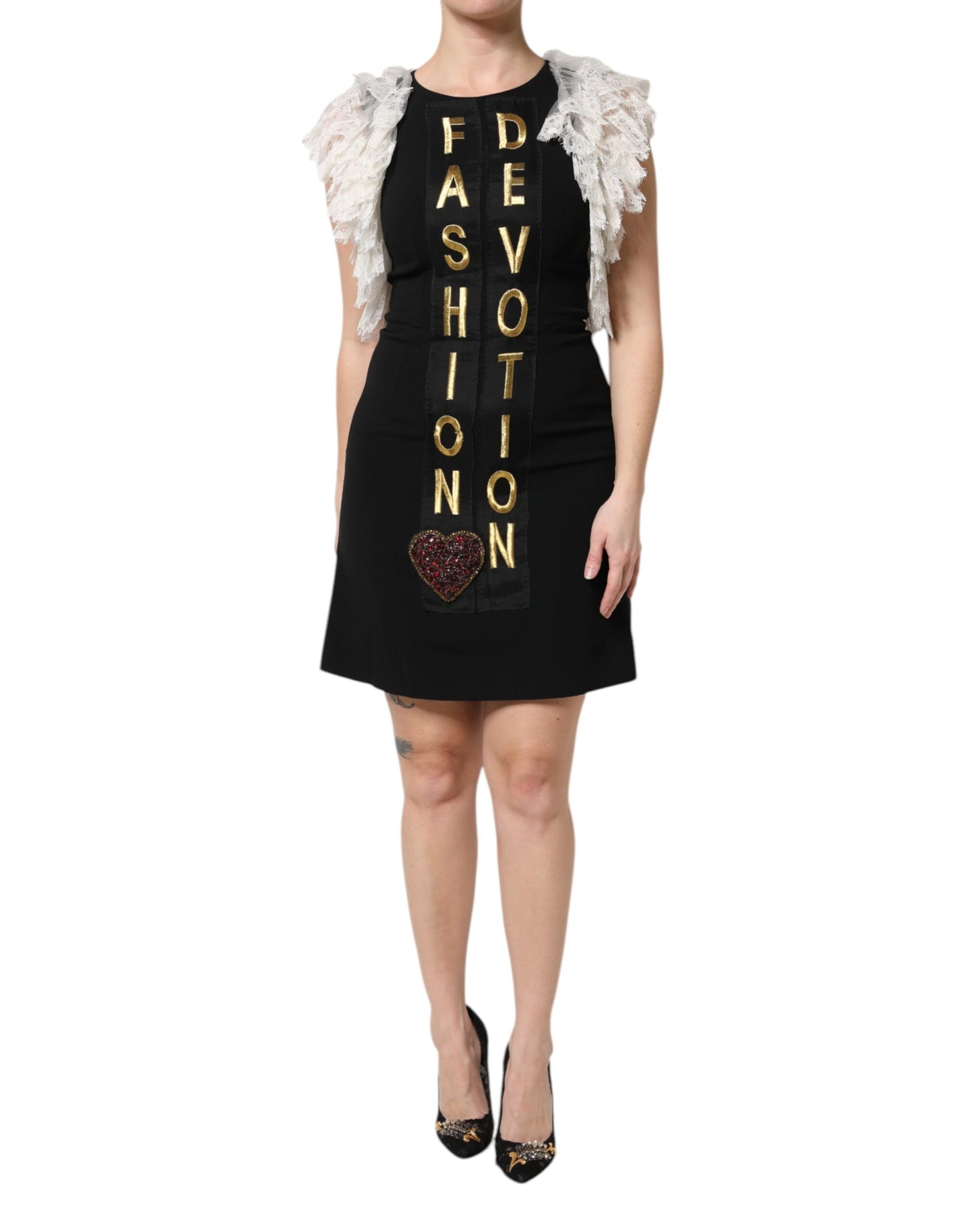Dolce & Gabbana – Schwarzes, verziertes Minikleid „Fashion Devotion“