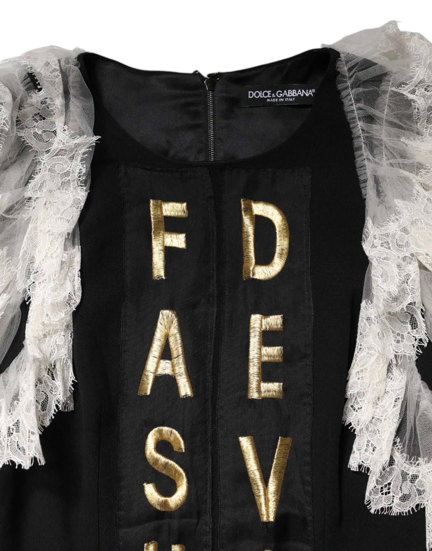 Dolce & Gabbana – Schwarzes, verziertes Minikleid „Fashion Devotion“