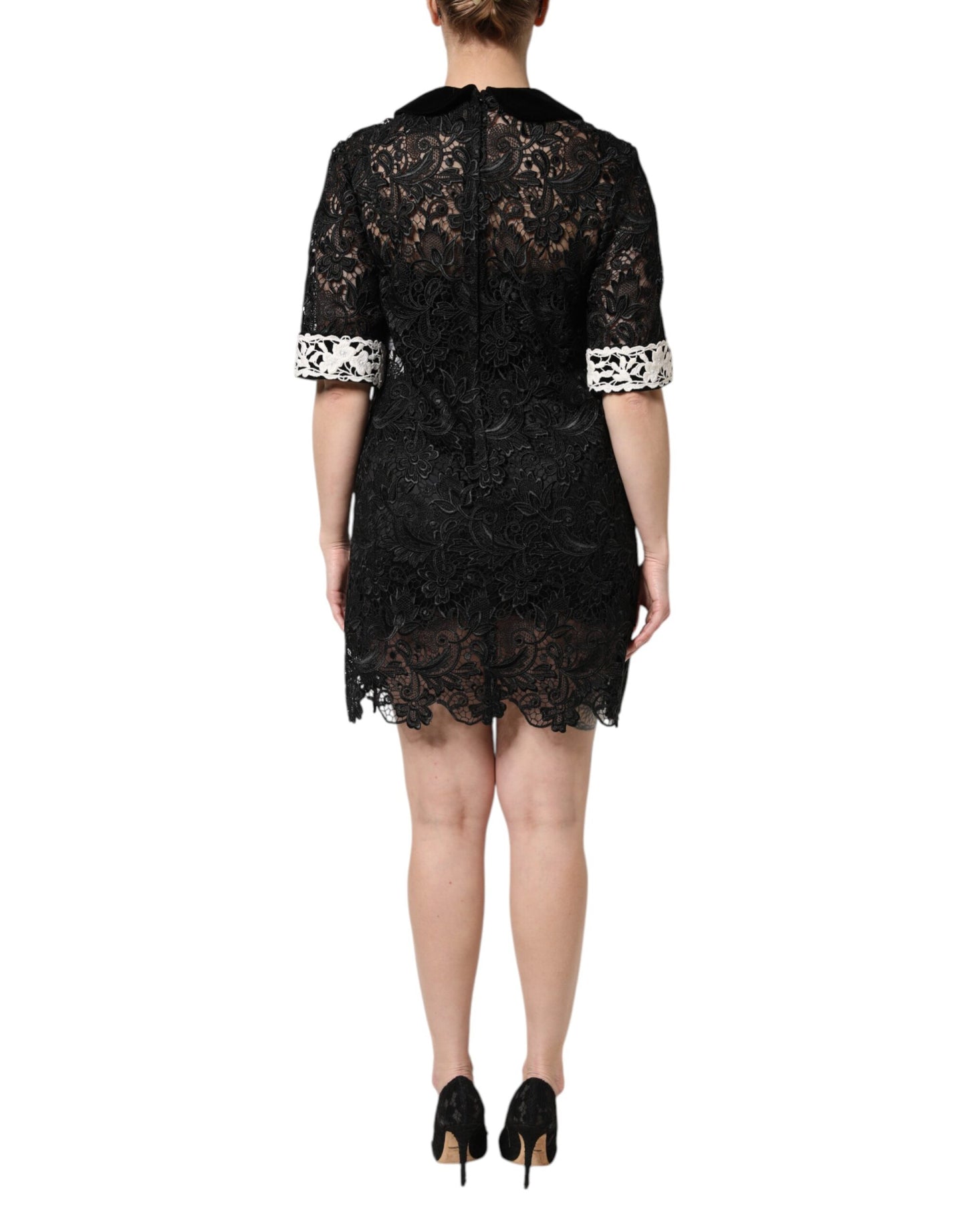 Dolce & Gabbana – Schwarzes Minikleid mit Blumenspitze