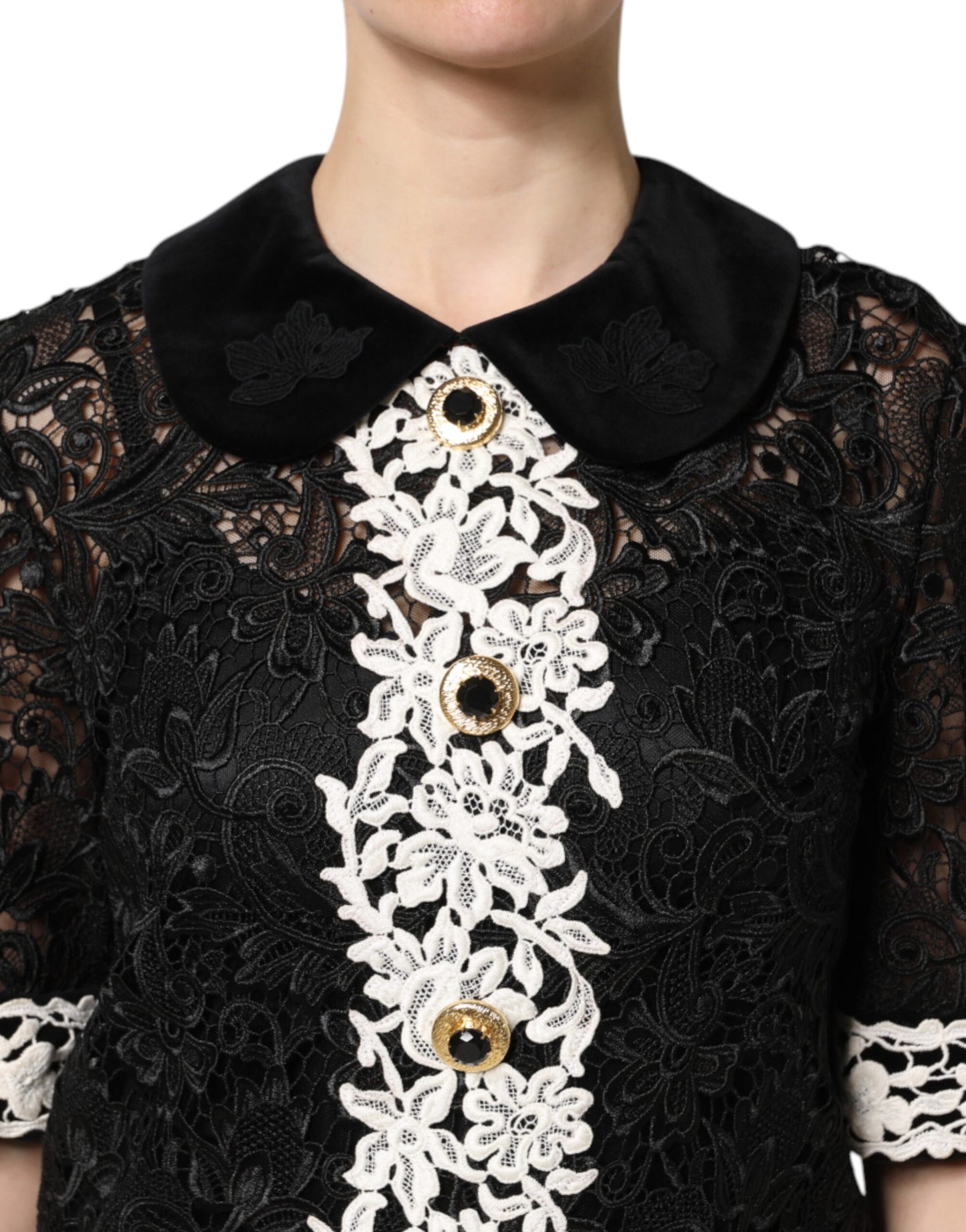 Dolce & Gabbana – Schwarzes Minikleid mit Blumenspitze