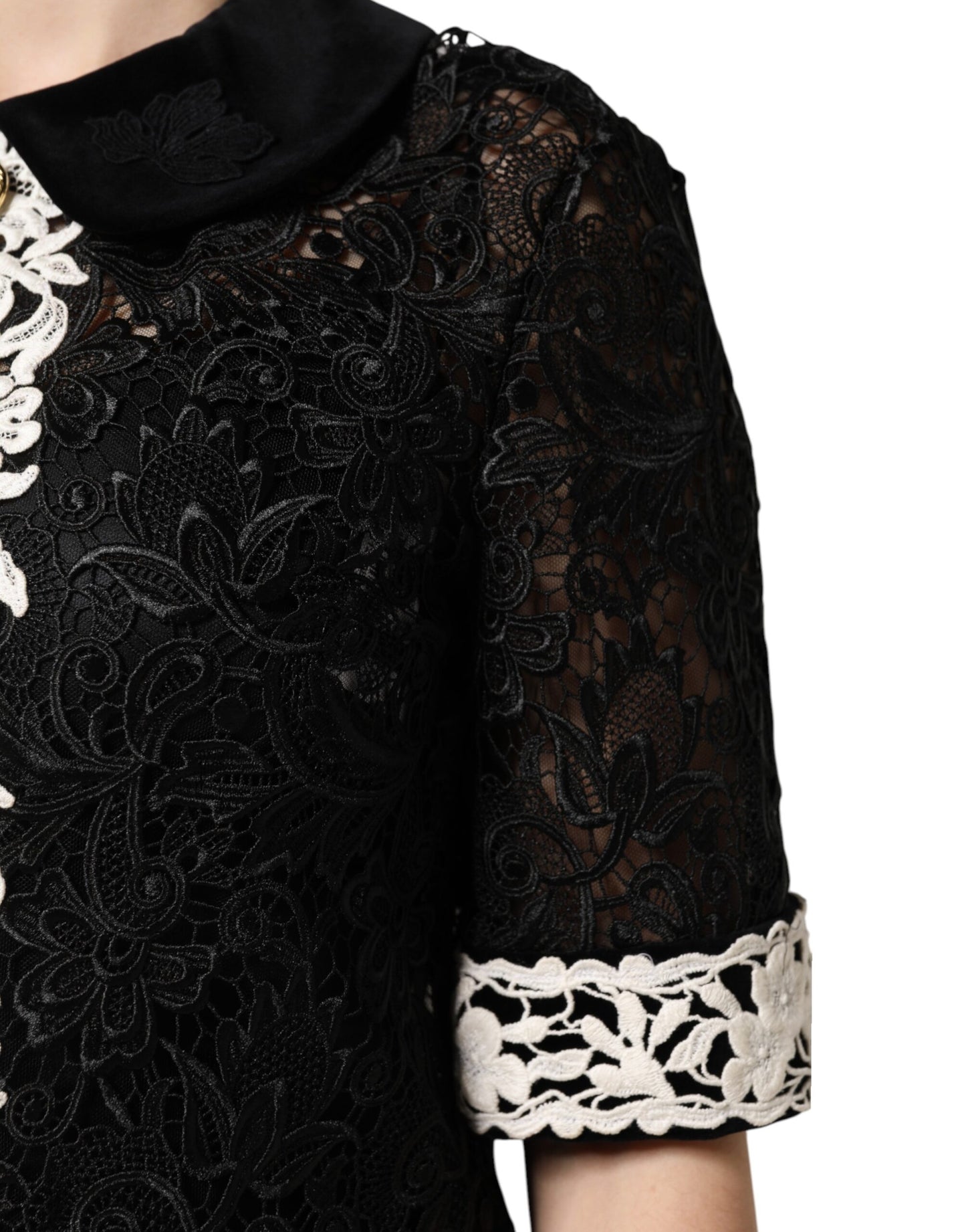 Dolce & Gabbana – Schwarzes Minikleid mit Blumenspitze