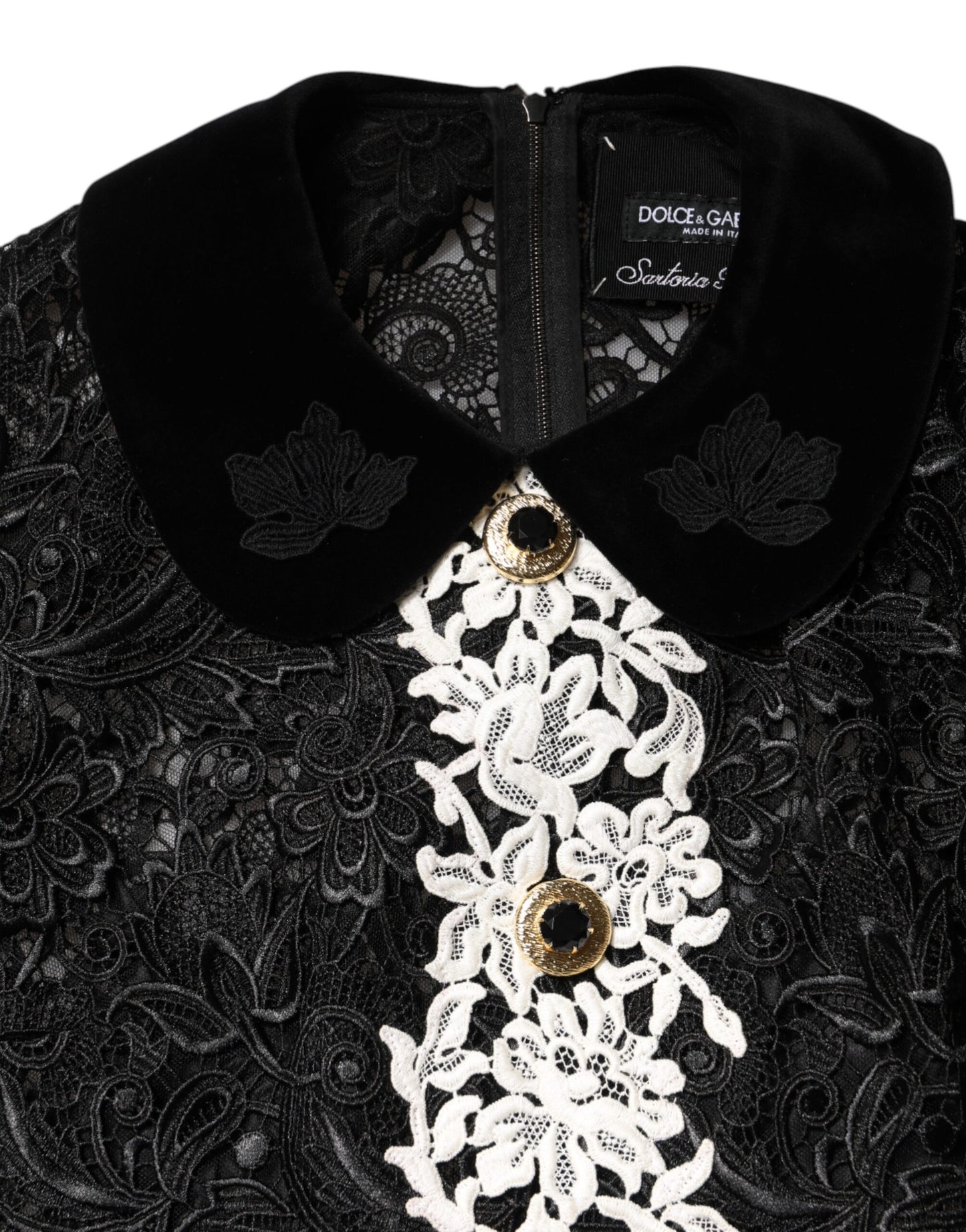 Dolce & Gabbana – Schwarzes Minikleid mit Blumenspitze