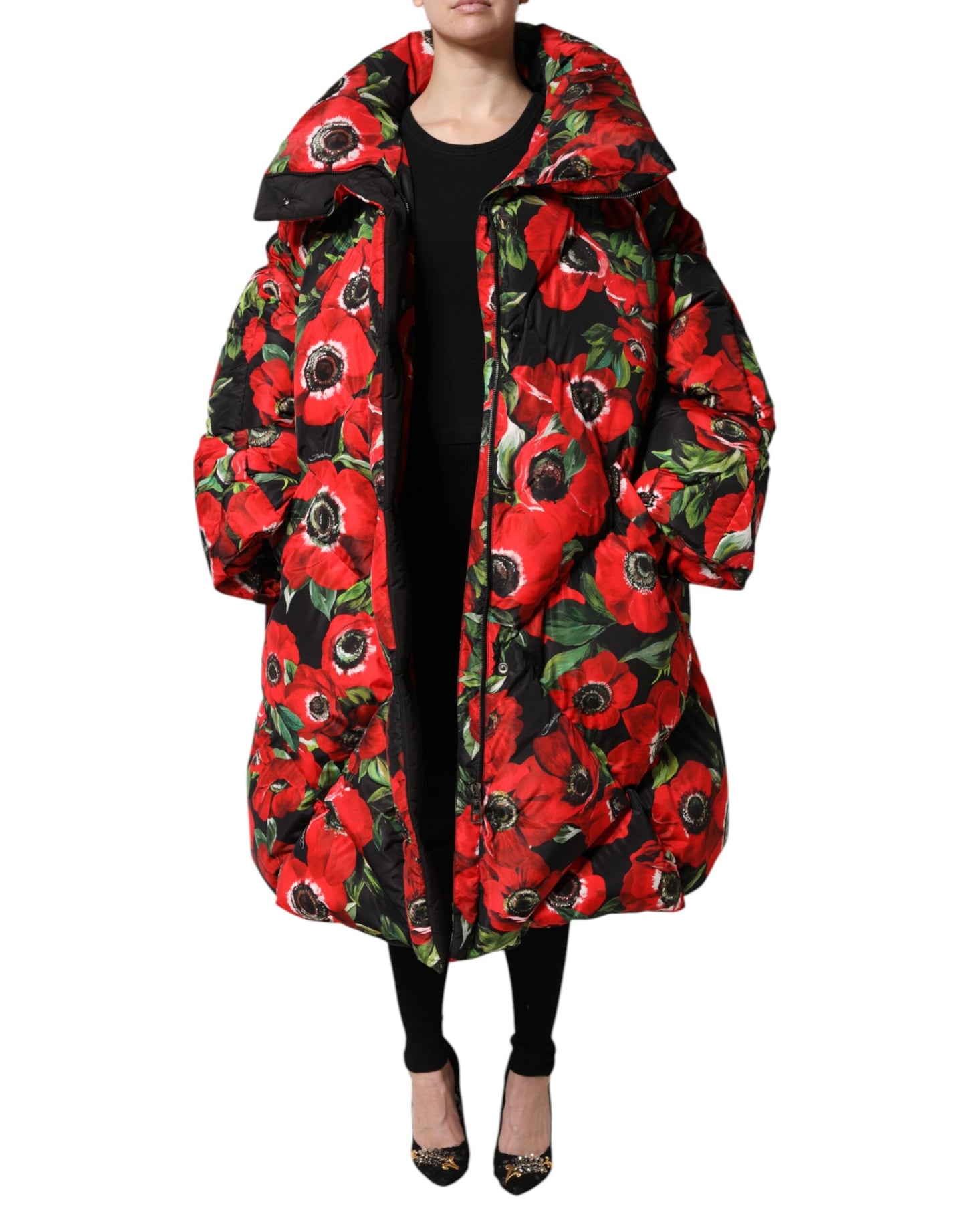 Dolce & Gabbana – Wattierte Jacke mit durchgehendem Reißverschluss und mehrfarbigem Blumenmuster