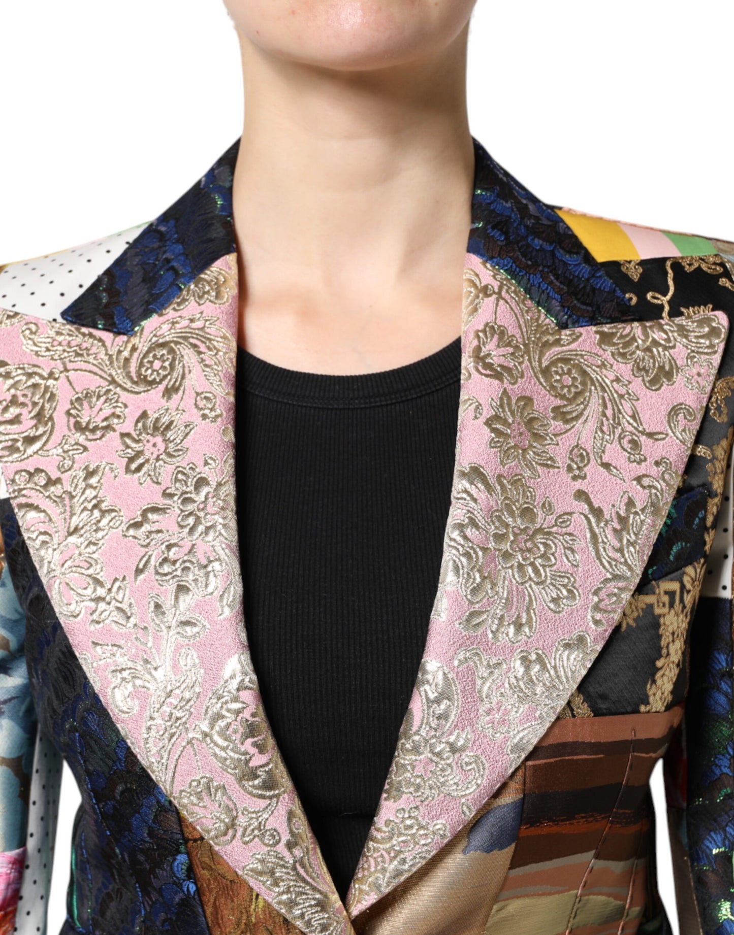 Dolce & Gabbana – Mehrfarbige Jacquardjacke mit floralem Patchwork