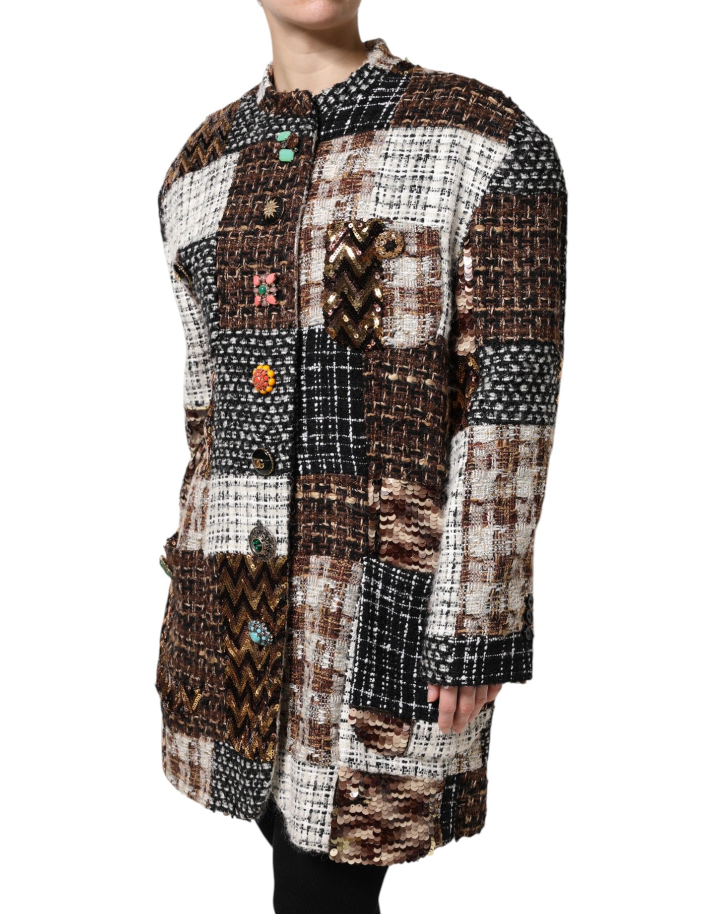 Dolce & Gabbana – Mehrfarbige Patchwork-Knopfjacke