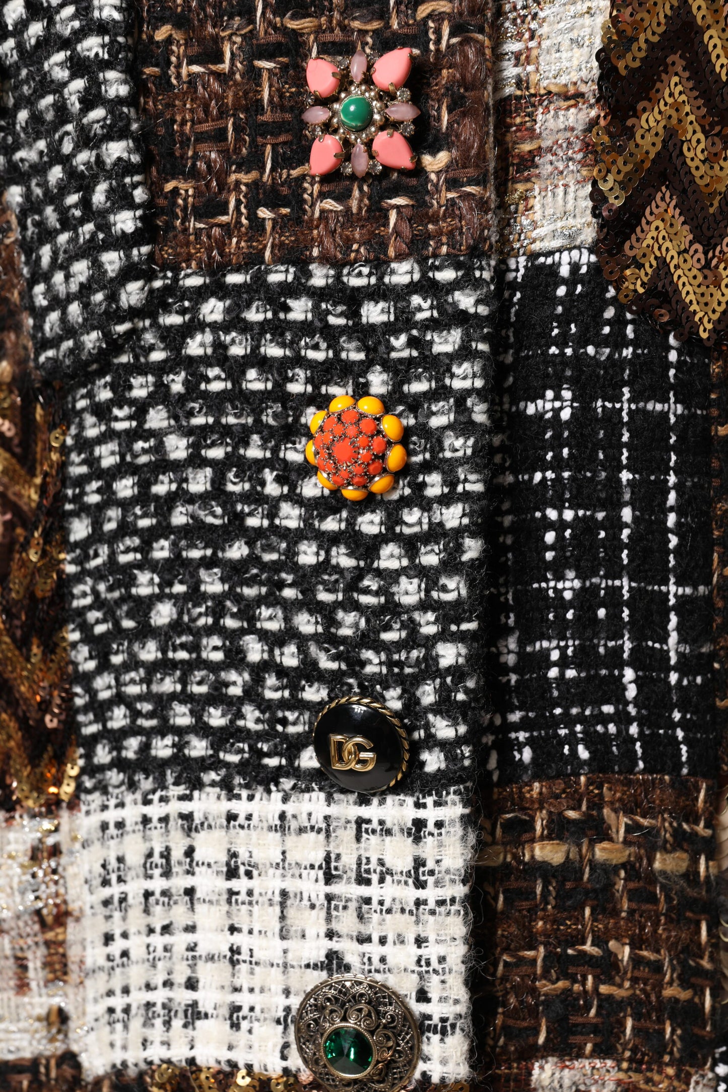 Dolce & Gabbana – Mehrfarbige Patchwork-Knopfjacke