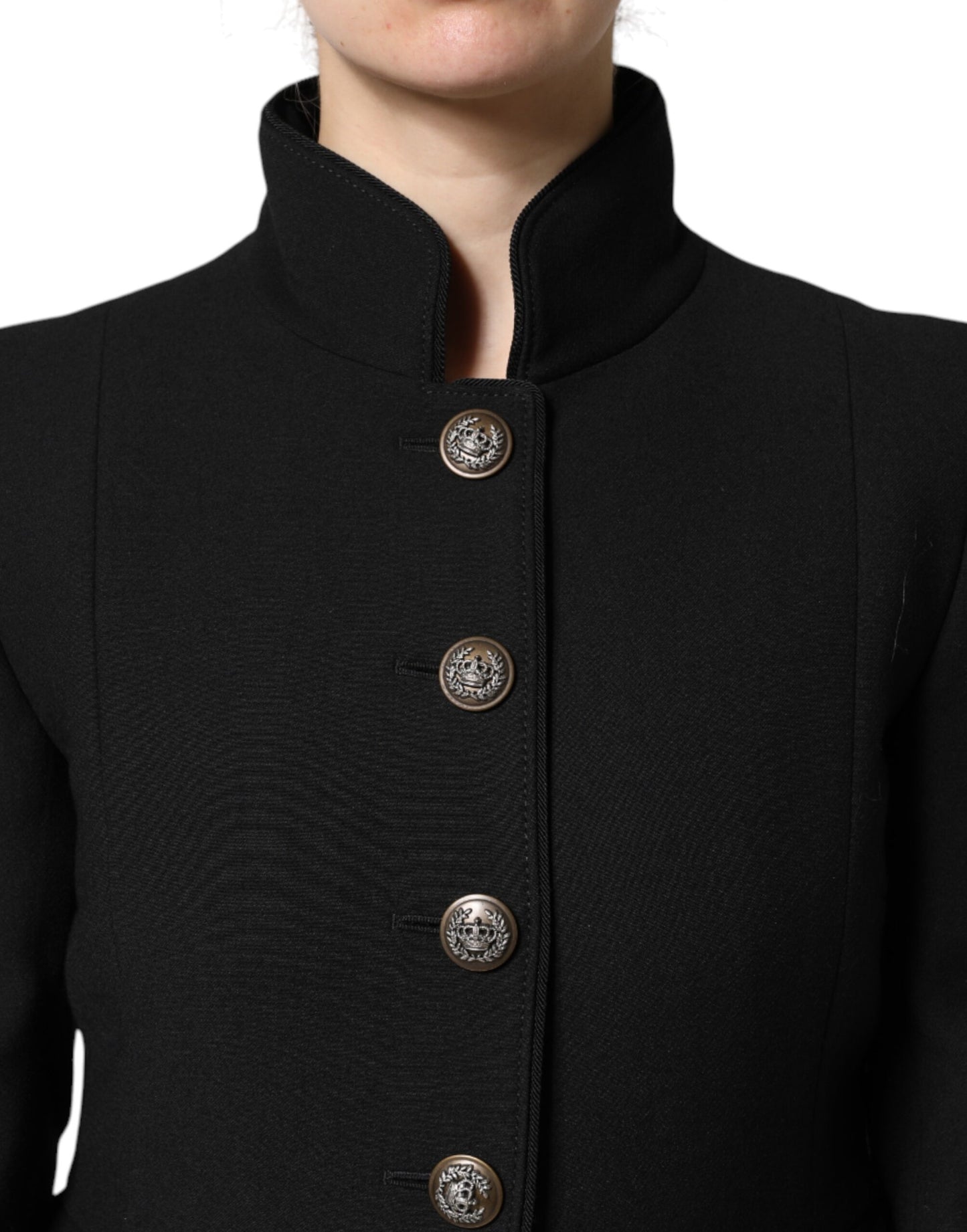 Dolce & Gabbana – Einreihige Trenchcoat-Jacke aus schwarzer Wolle