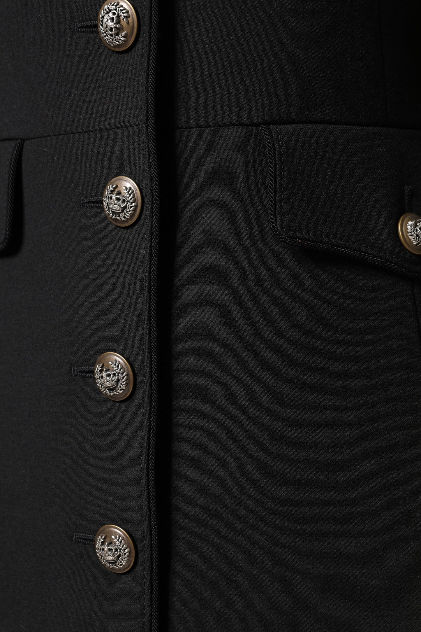 Dolce & Gabbana – Einreihige Trenchcoat-Jacke aus schwarzer Wolle