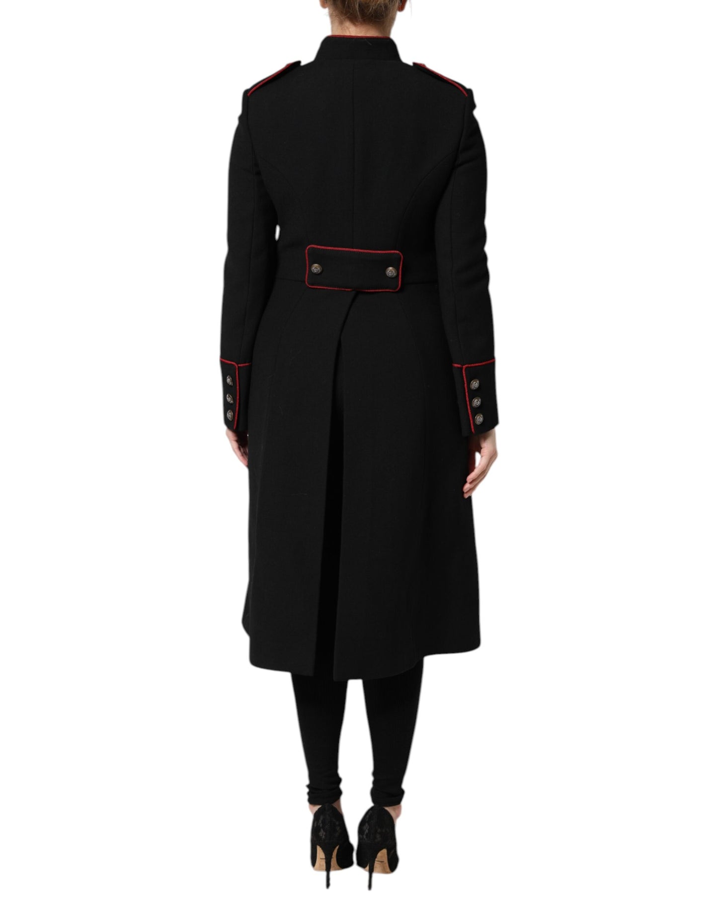 Dolce & Gabbana – Einreihige Trenchcoat-Jacke aus schwarzer Wolle