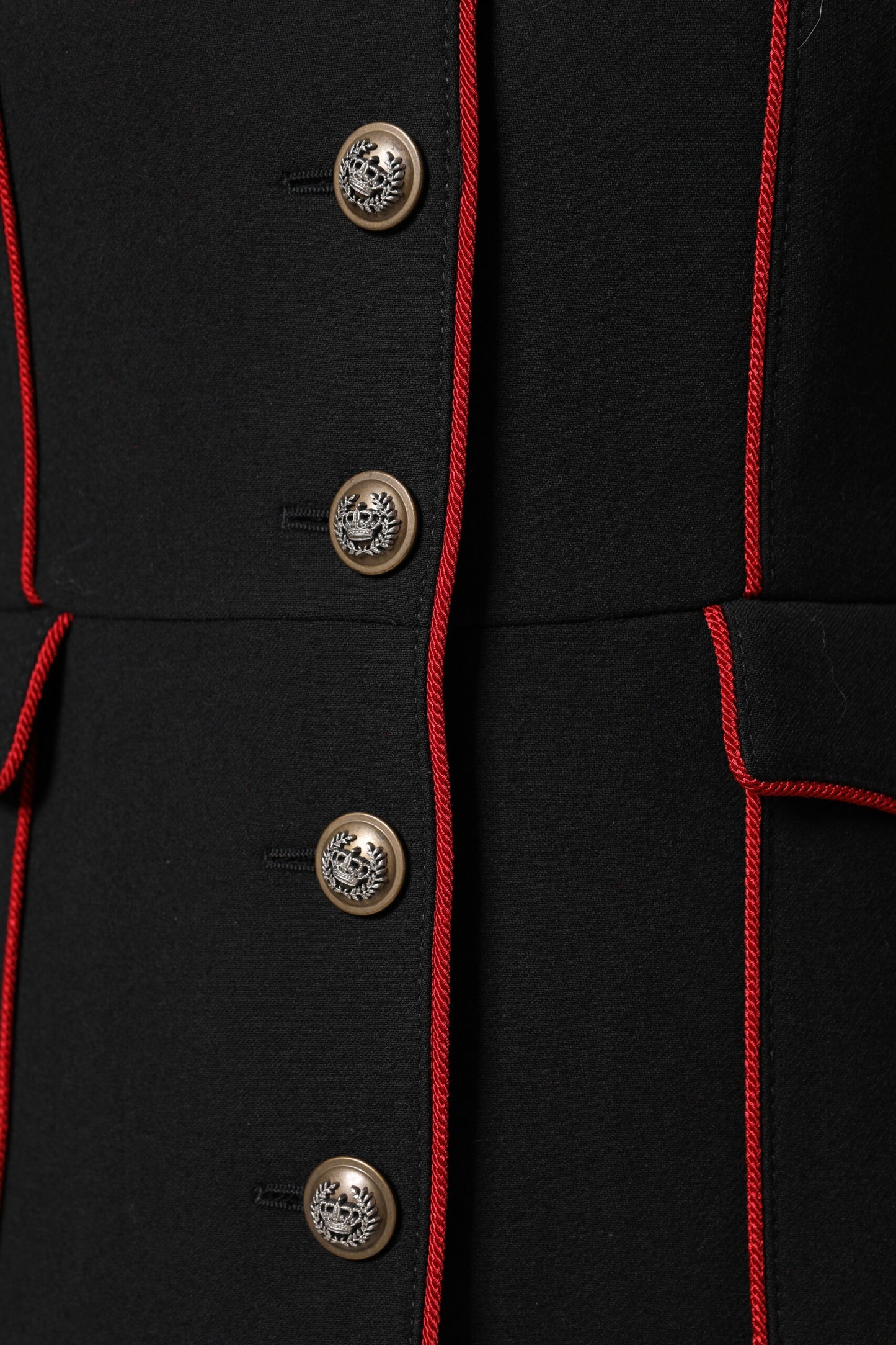 Dolce & Gabbana – Einreihige Trenchcoat-Jacke aus schwarzer Wolle