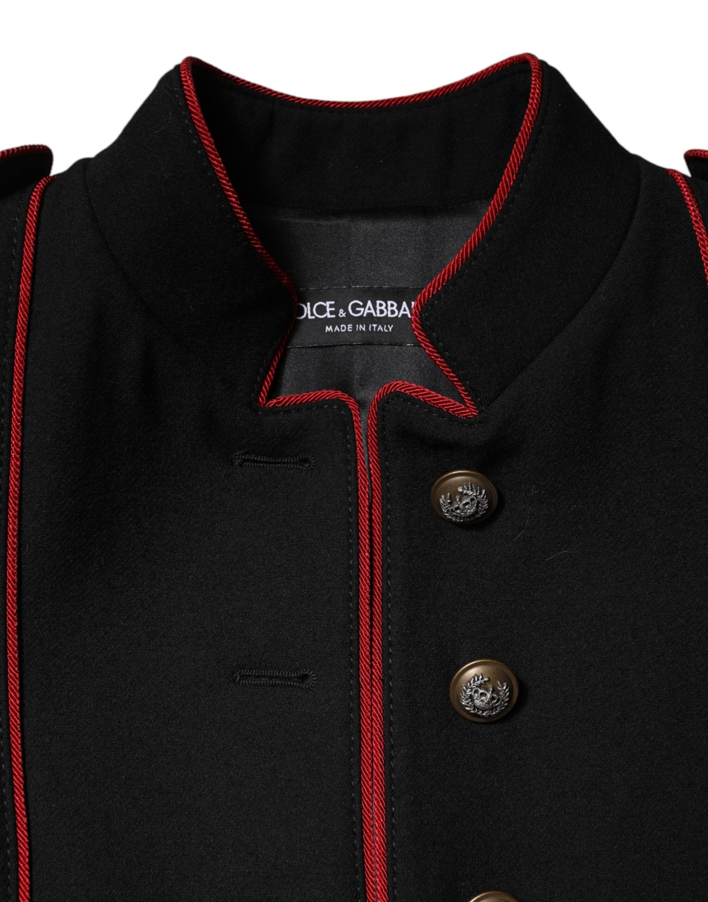 Dolce & Gabbana – Einreihige Trenchcoat-Jacke aus schwarzer Wolle