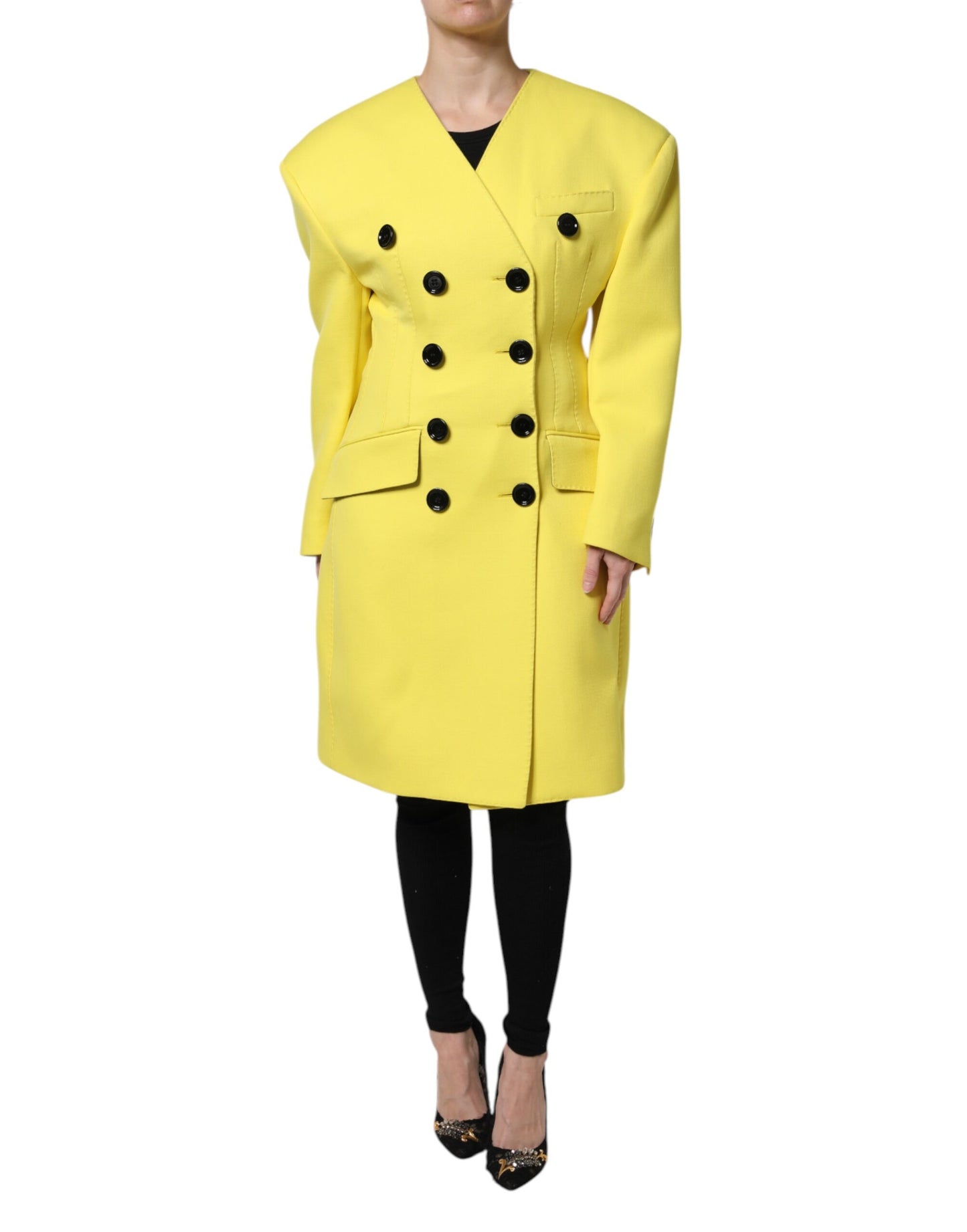 Dolce & Gabbana – Gelbe, zweireihige Trenchcoat-Jacke