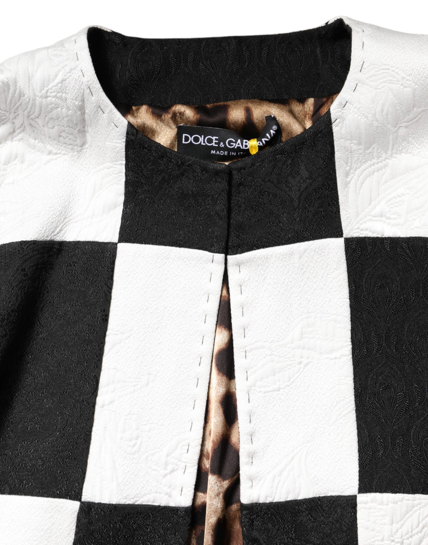 Dolce & Gabbana – Weiß-schwarze Patchwork-Jacquard-Blazerjacke