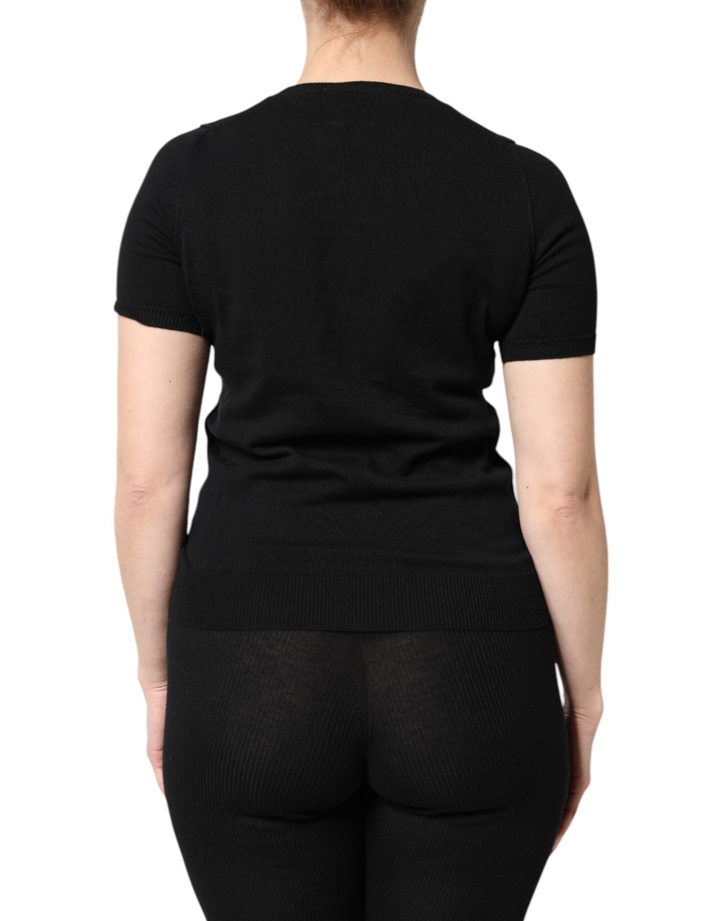 Dolce & Gabbana – Schwarzes, kurzärmliges T-Shirt aus Baumwolle mit Rundhalsausschnitt
