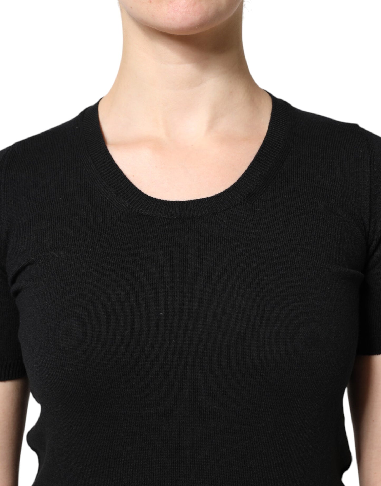 Dolce & Gabbana – Schwarzes, kurzärmliges T-Shirt aus Baumwolle mit Rundhalsausschnitt
