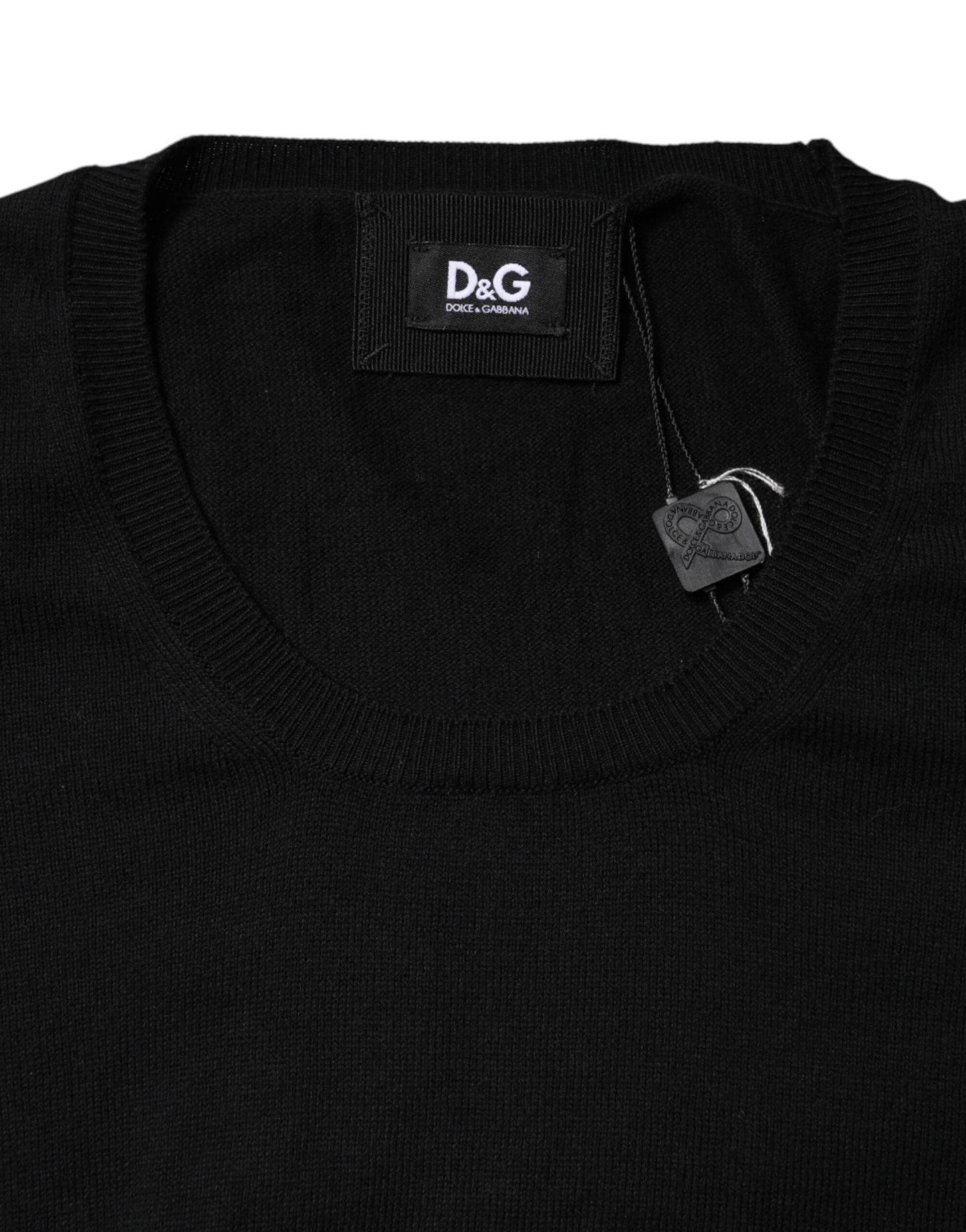 Dolce & Gabbana – Schwarzes, kurzärmliges T-Shirt aus Baumwolle mit Rundhalsausschnitt