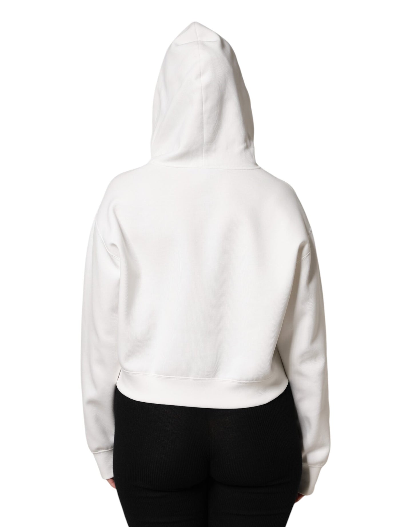 Dolce & Gabbana – Kapuzenpullover aus elfenbeinfarbener Baumwolle mit Aufdruck