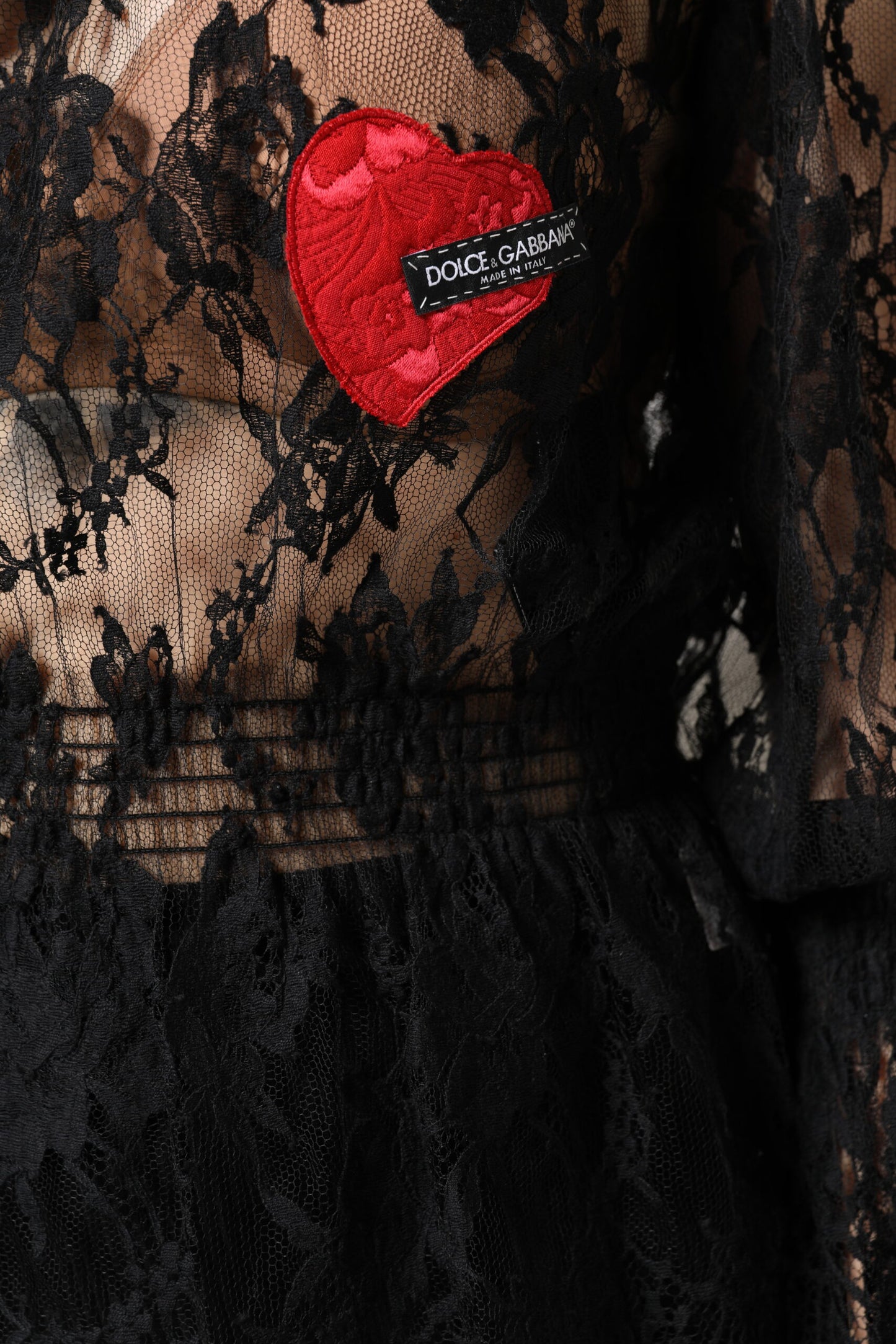 Dolce & Gabbana Schwarzes Blusentop aus Baumwoll-Blumenspitze