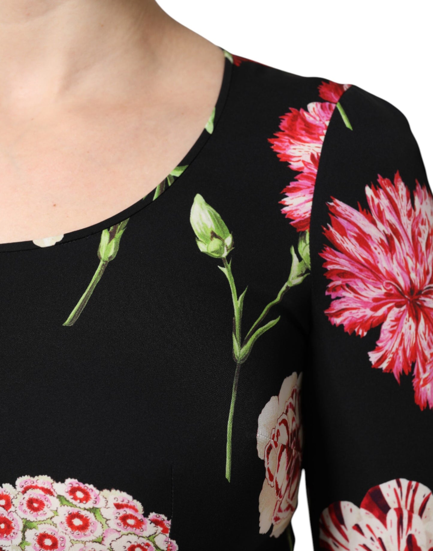 Dolce & Gabbana Schwarzes, langärmliges Blusentop für Damen mit Blumenmuster