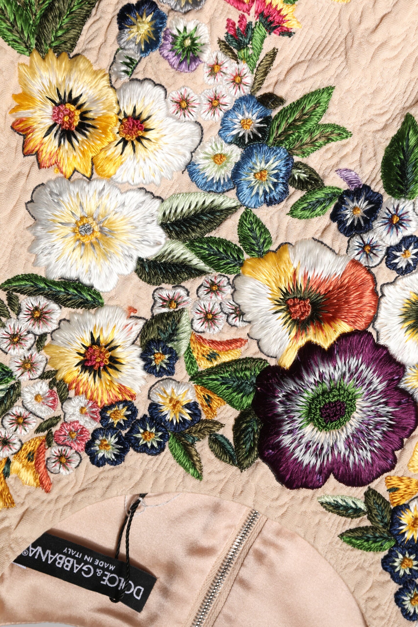 Dolce & Gabbana Beiges ärmelloses Tanktop mit Blumenstickerei