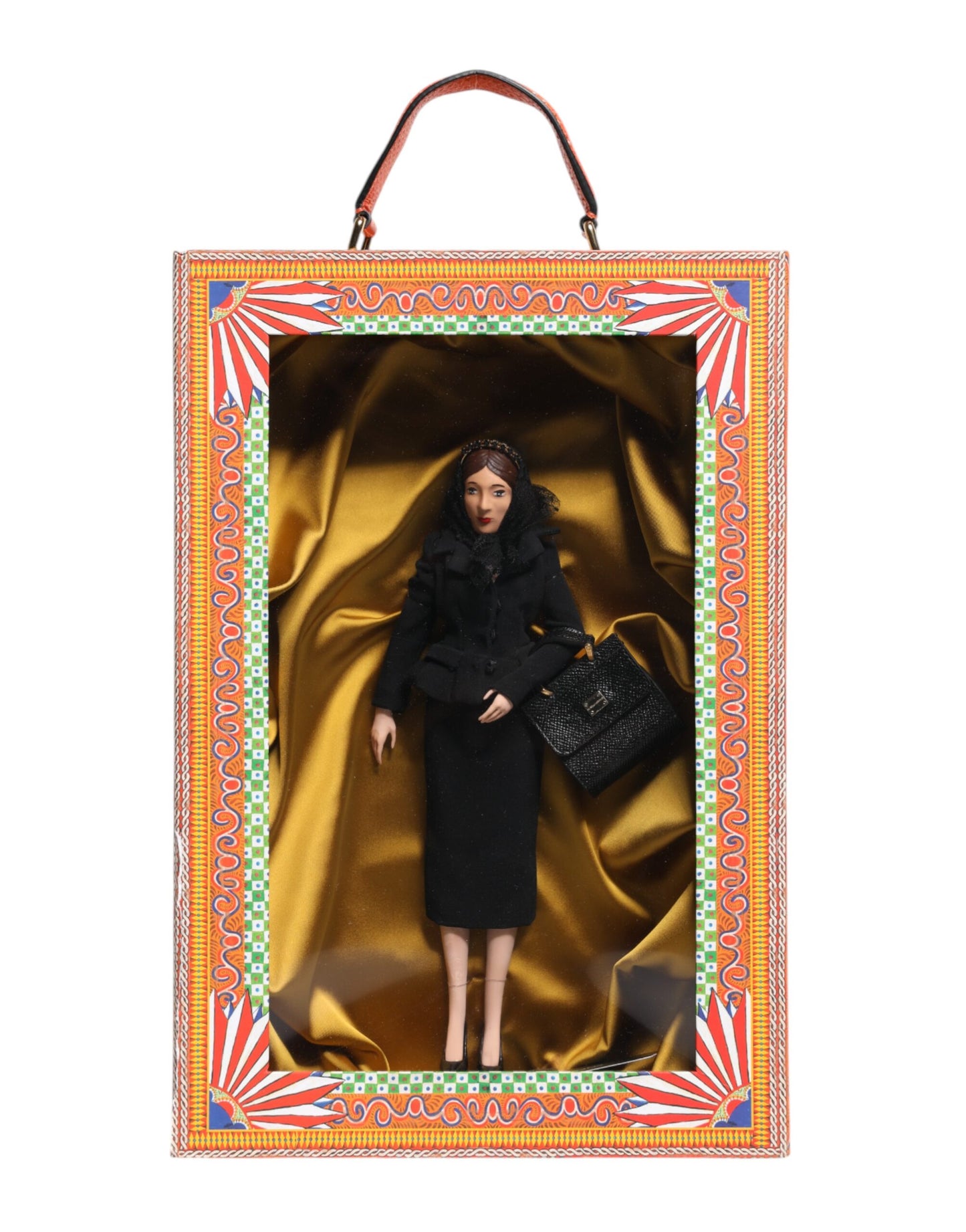 Dolce & Gabbana Schwarzes Kleid Keramik Porzellan Mode Leder Sicily Dolls