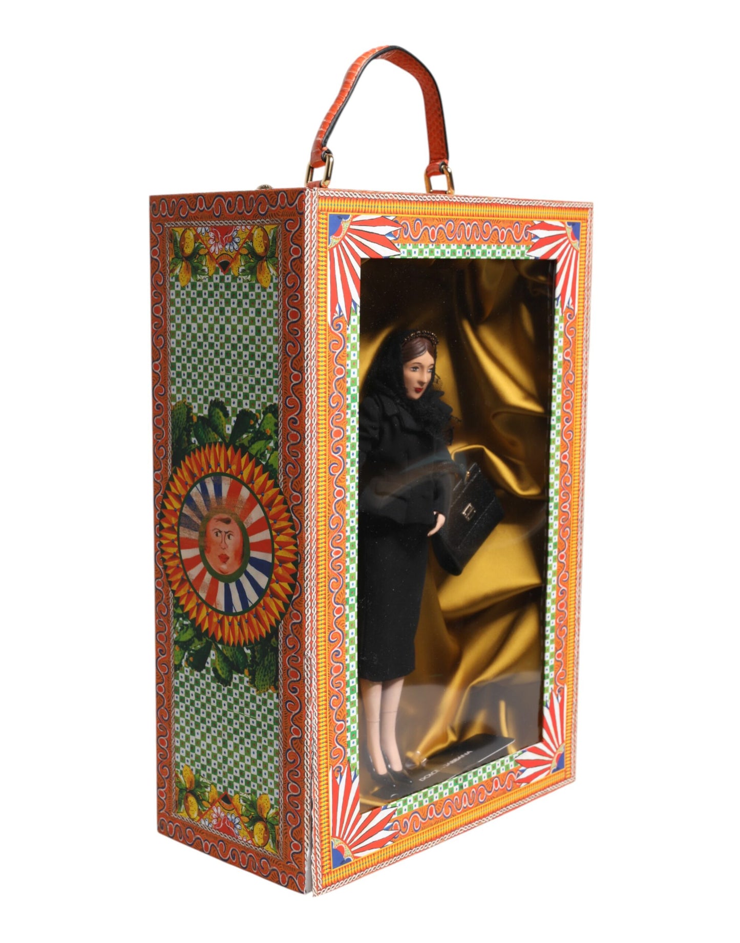 Dolce & Gabbana Schwarzes Kleid Keramik Porzellan Mode Leder Sicily Dolls