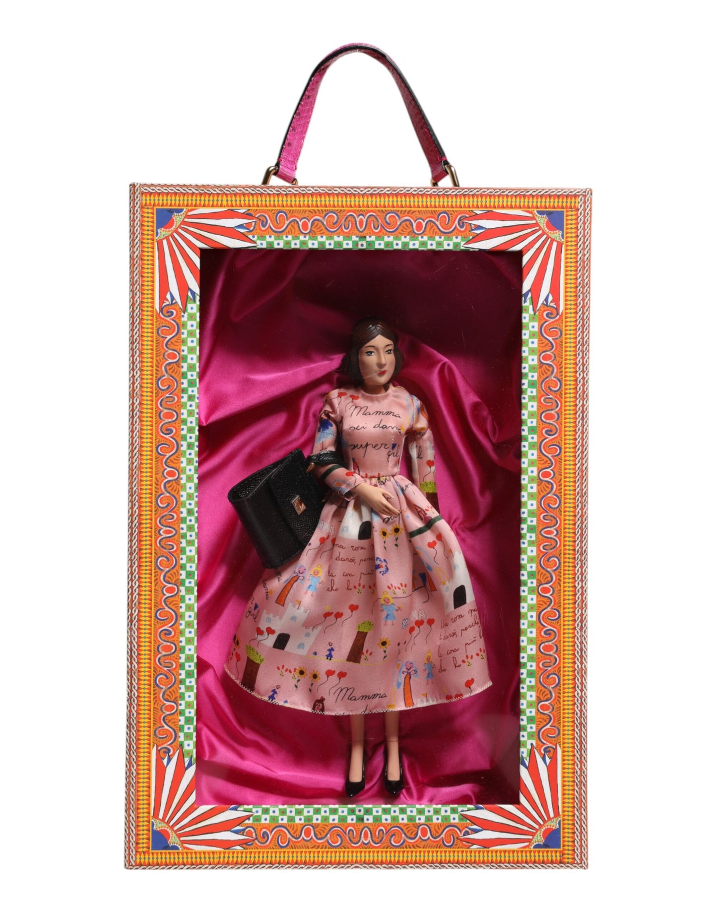 Dolce & Gabbana Rosa Kleid Keramik Porzellan Mode Leder Sicily Puppen