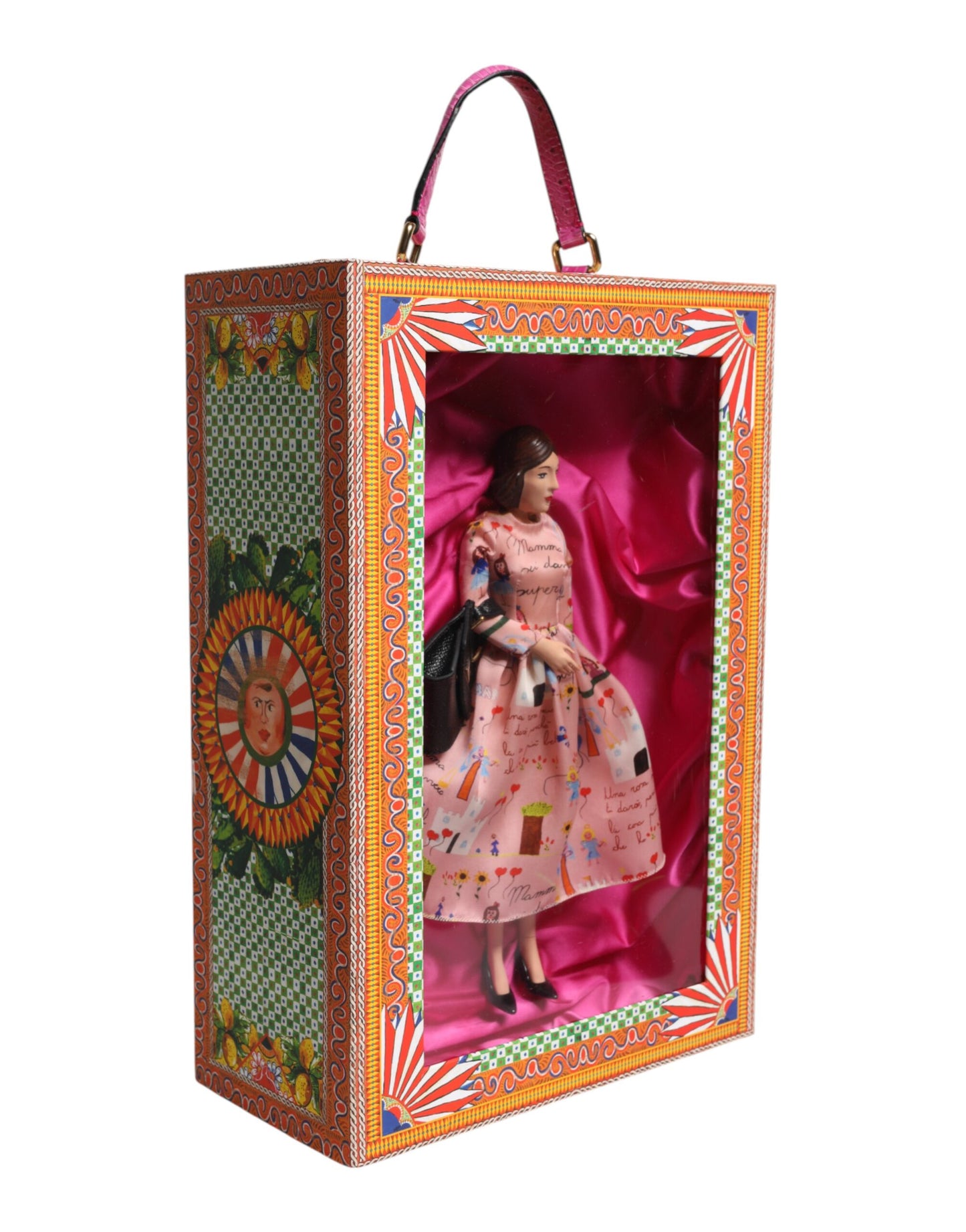 Dolce & Gabbana Rosa Kleid Keramik Porzellan Mode Leder Sicily Puppen