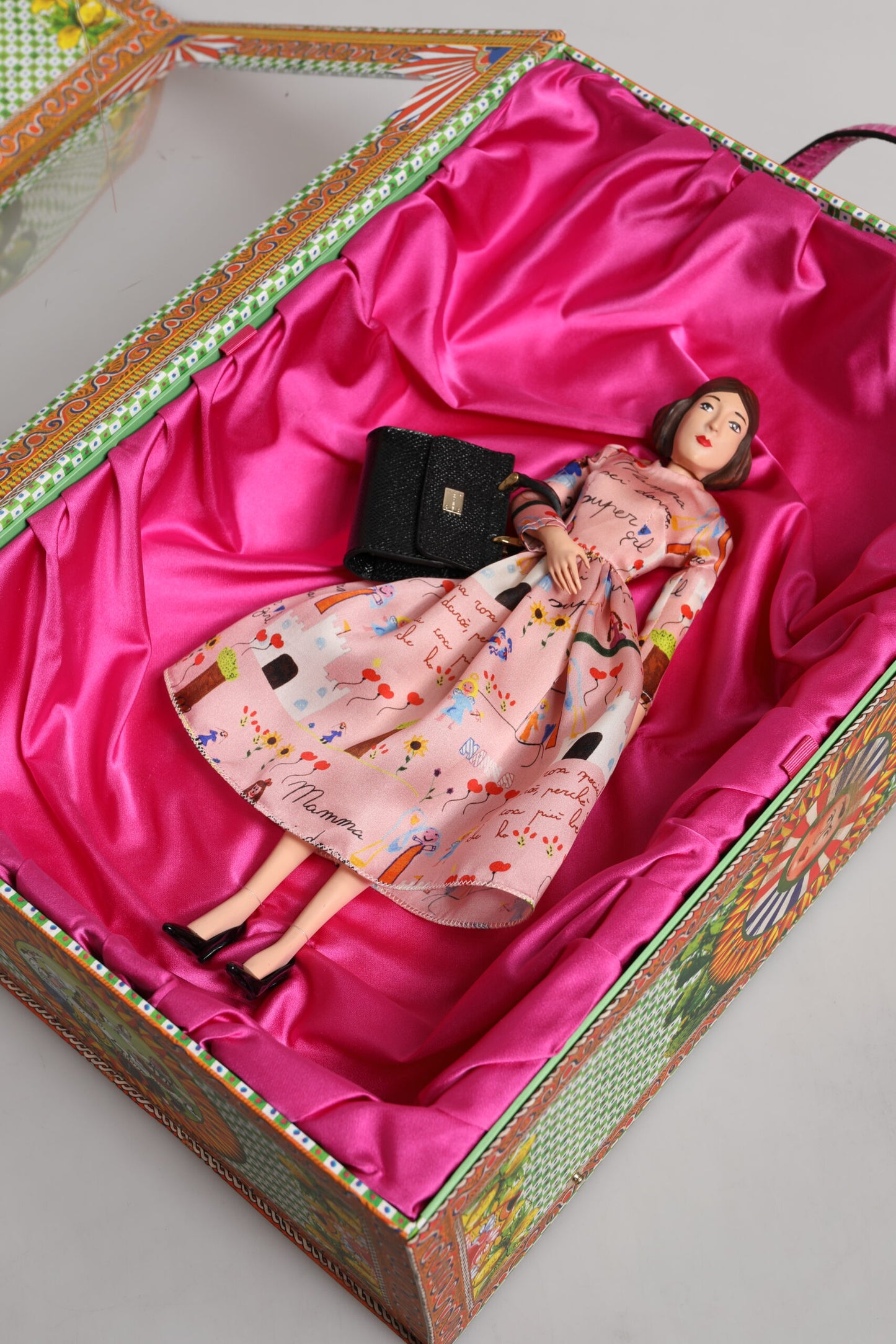 Dolce & Gabbana Rosa Kleid Keramik Porzellan Mode Leder Sicily Puppen