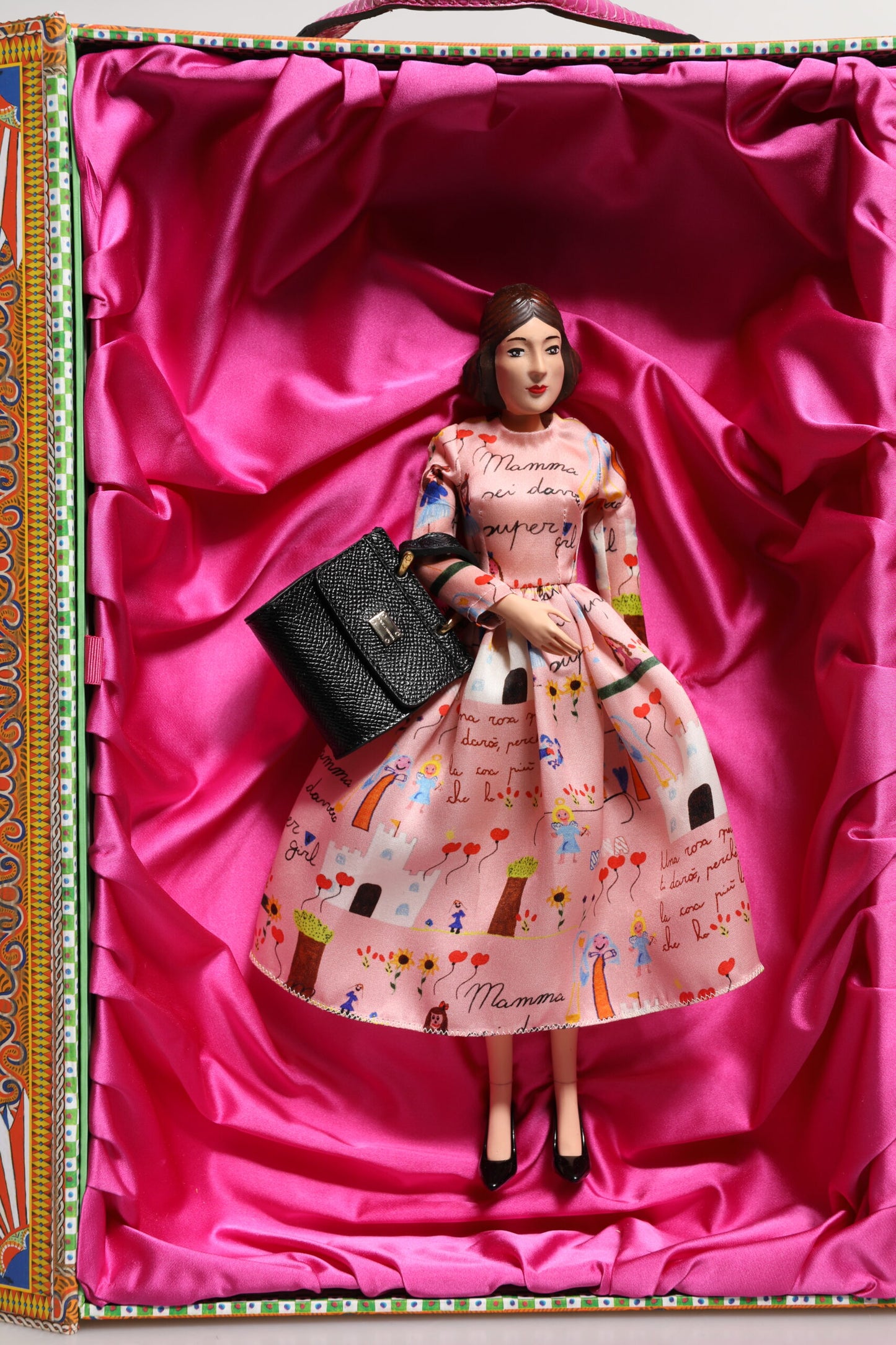 Dolce & Gabbana Rosa Kleid Keramik Porzellan Mode Leder Sicily Puppen
