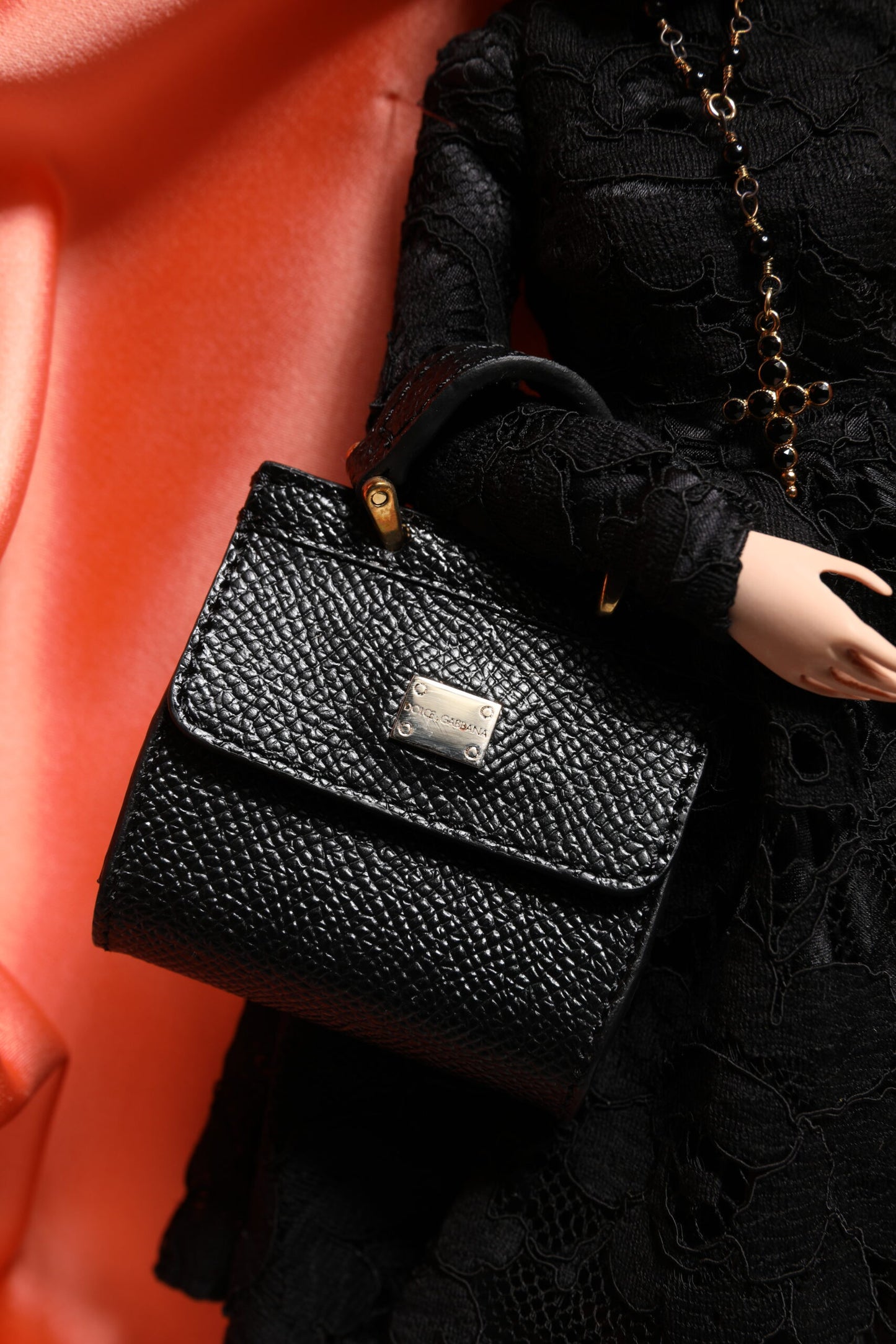 Dolce & Gabbana Schwarzes Kleid Keramik Porzellan Mode Leder Sicily Dolls