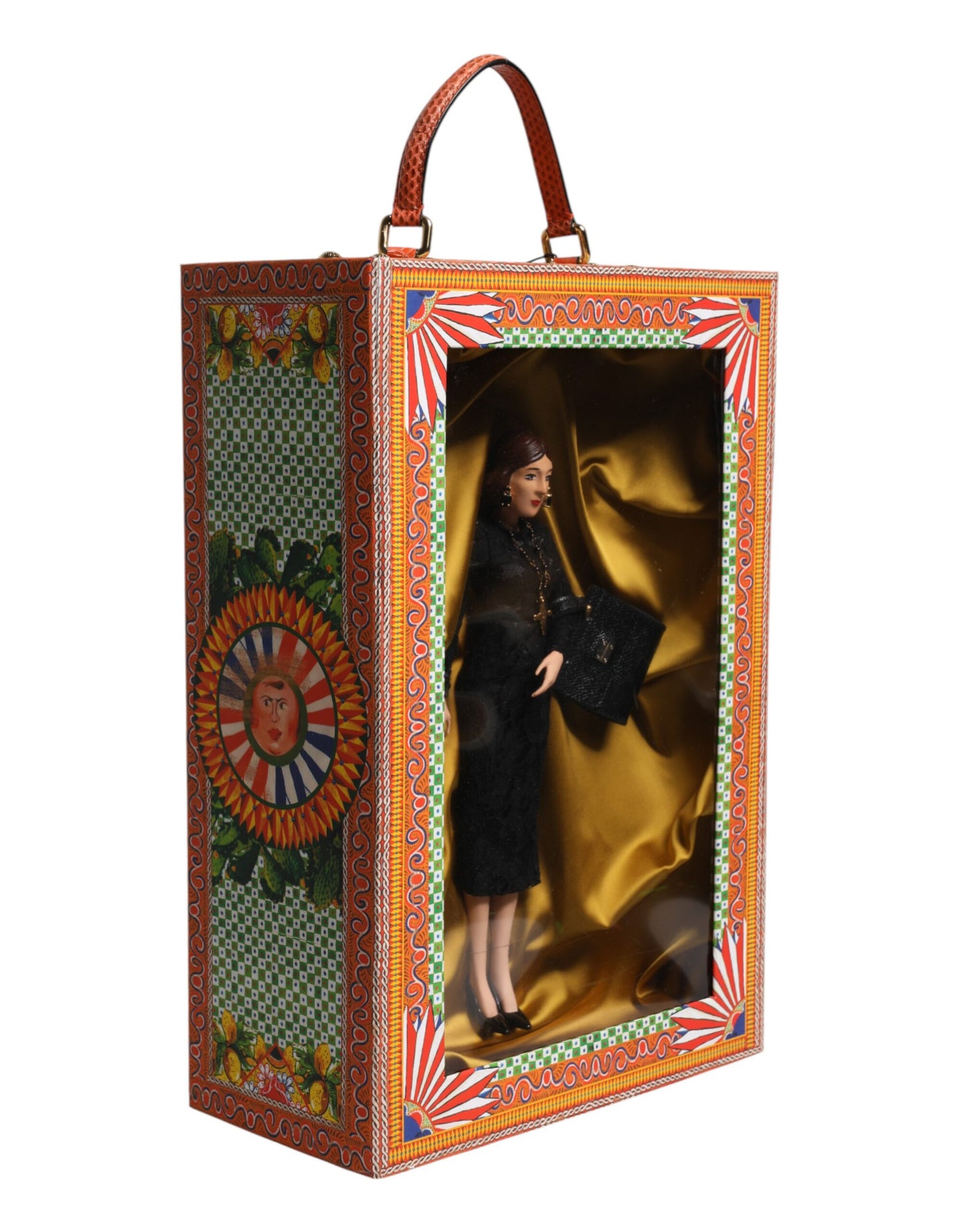Dolce & Gabbana Schwarzes Kleid Keramik Porzellan Mode Leder Sicily Dolls