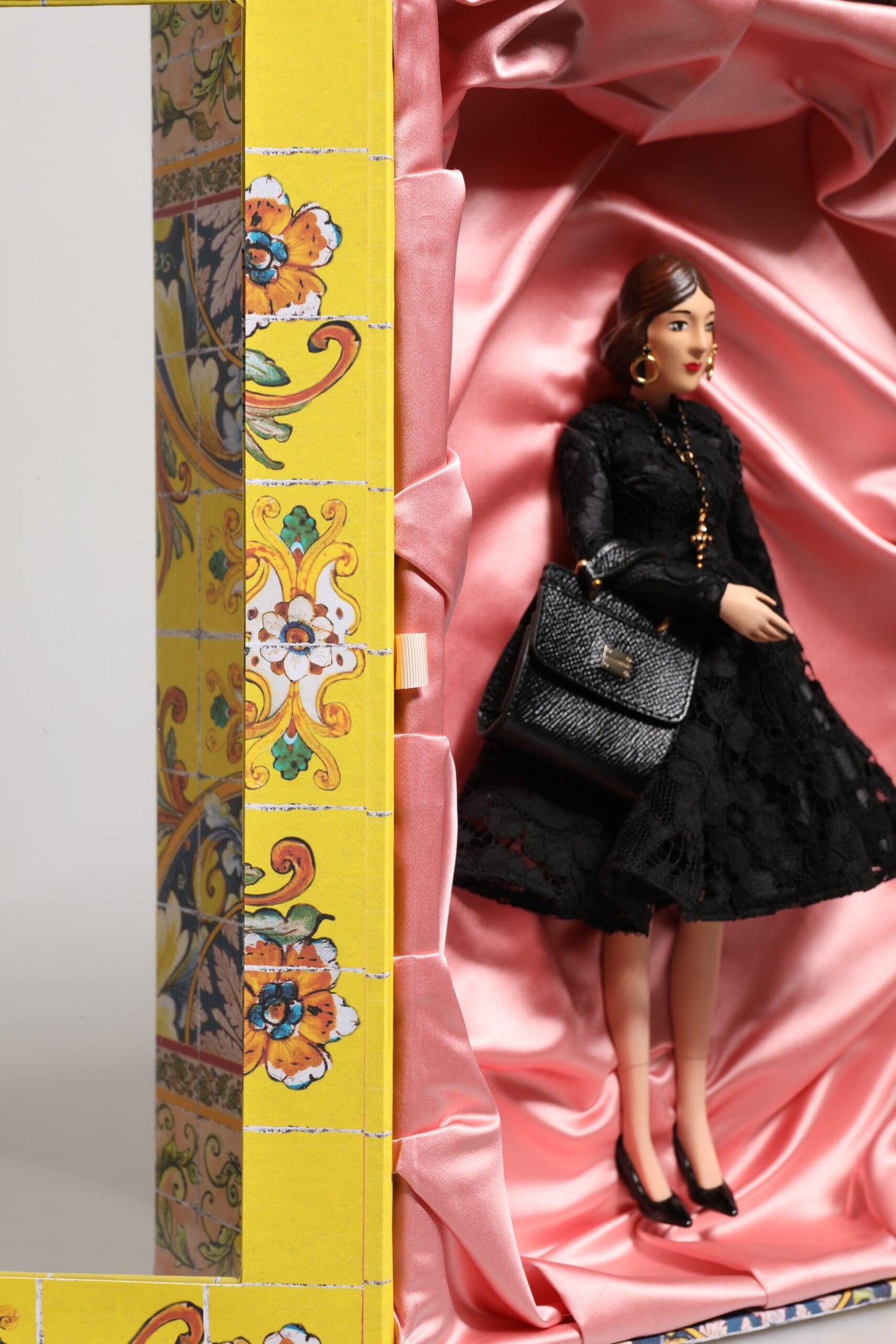 Dolce & Gabbana Schwarzes Kleid Keramik Porzellan Mode Leder Sicily Dolls