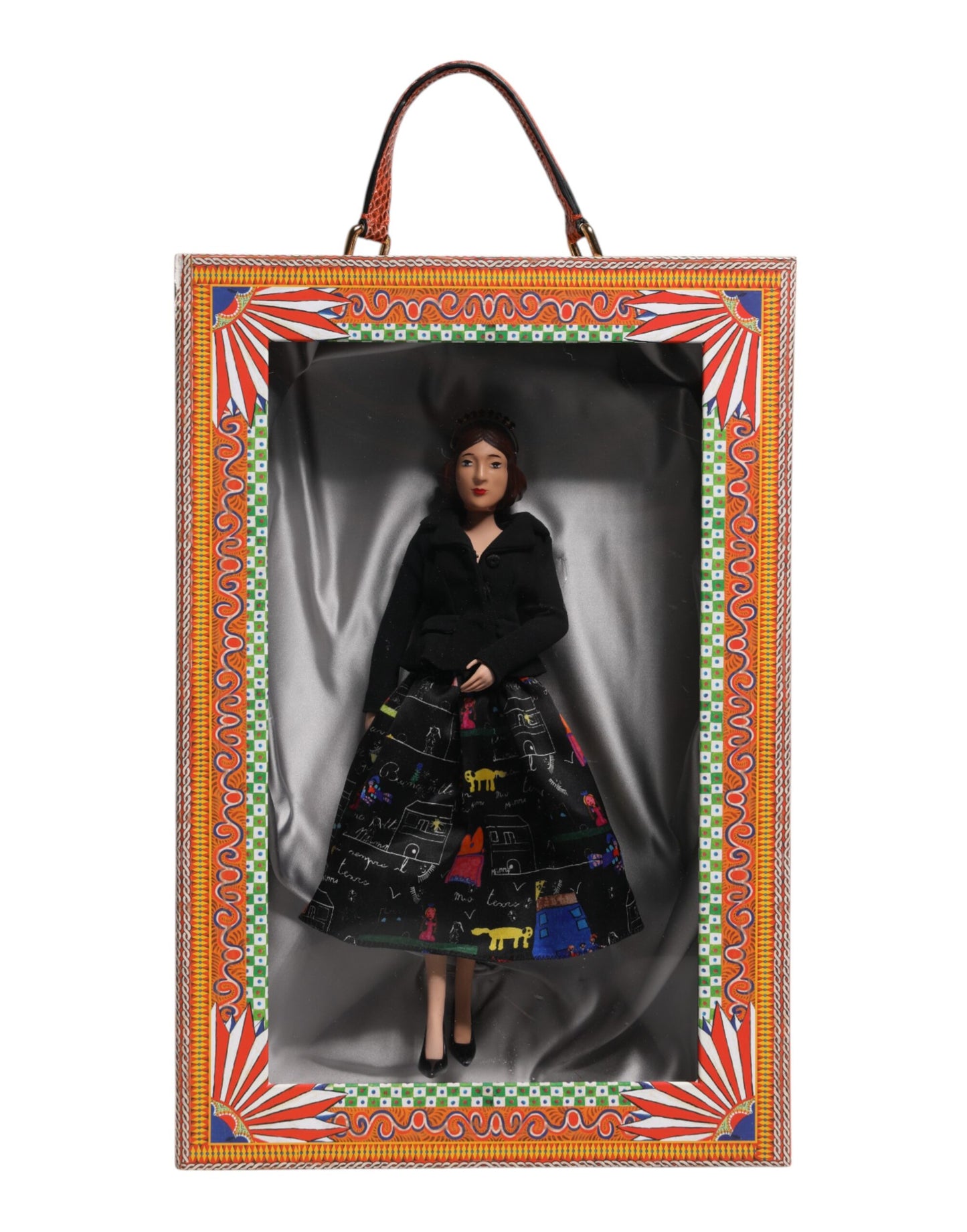 Dolce & Gabbana Schwarzes Kleid Keramik Porzellan Mode Leder Sicily Dolls