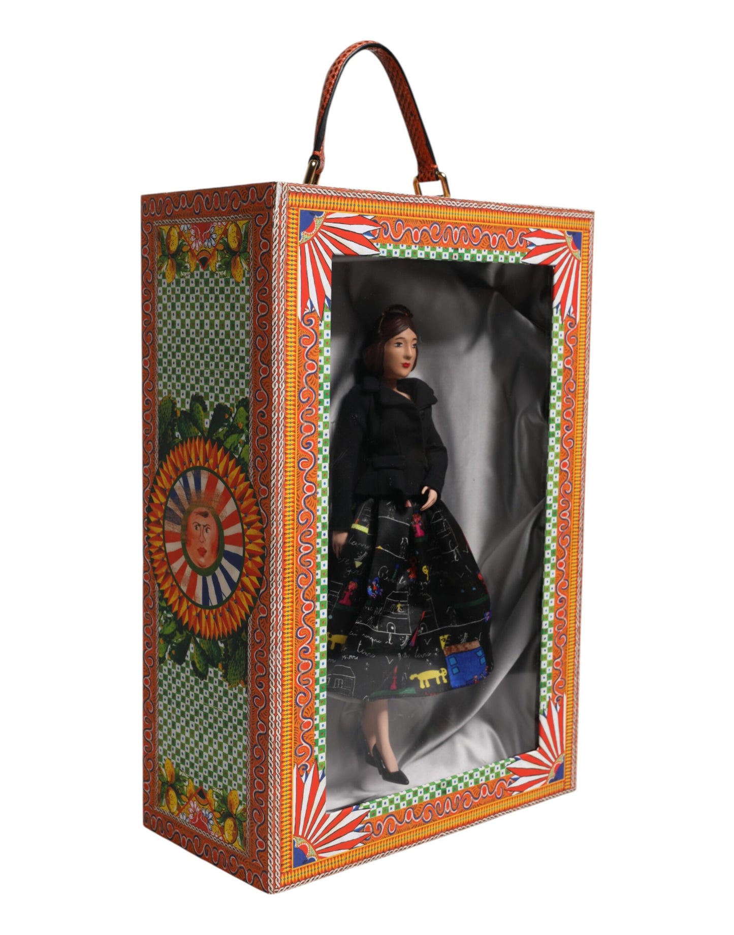 Dolce & Gabbana Schwarzes Kleid Keramik Porzellan Mode Leder Sicily Dolls