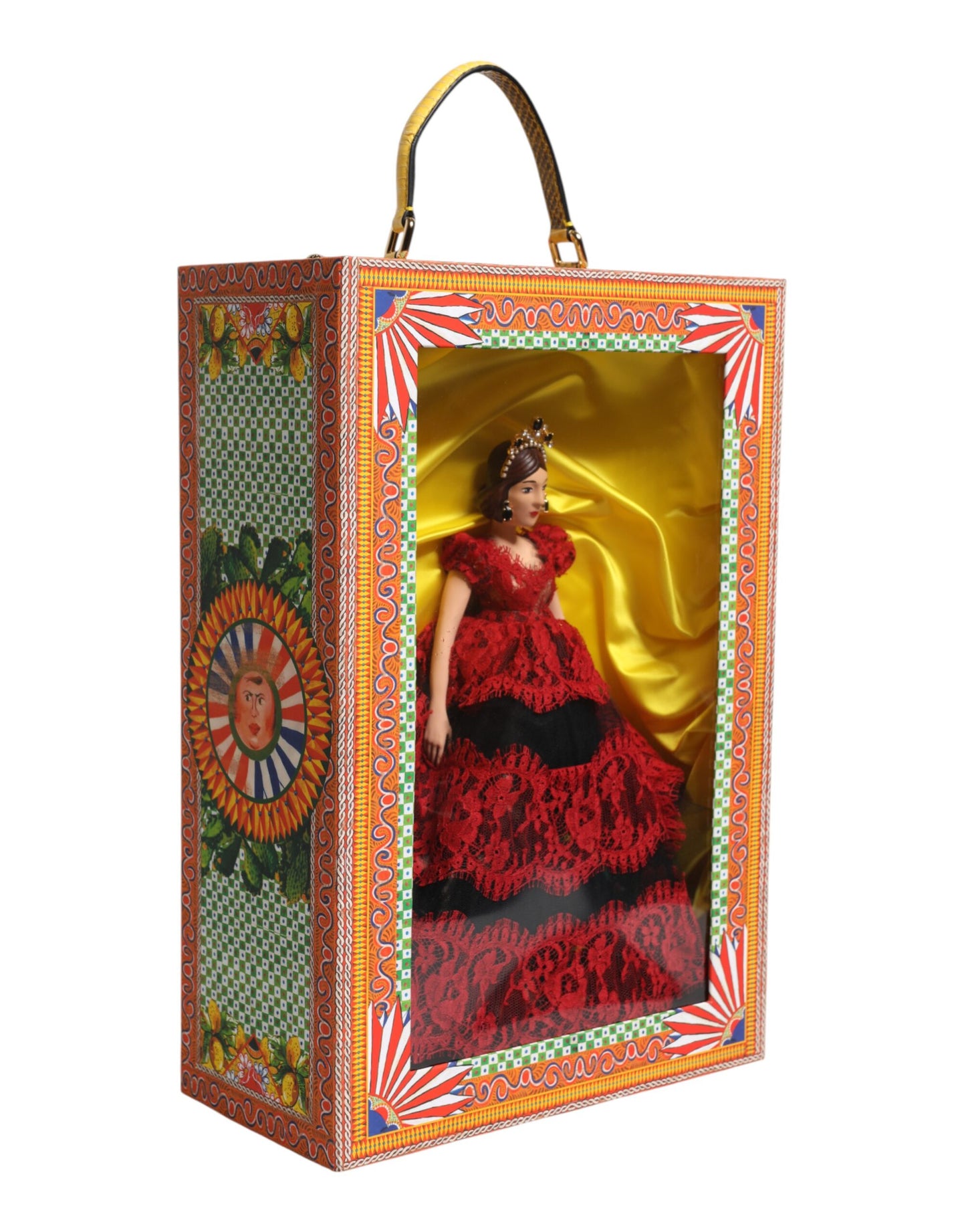 Dolce & Gabbana Rotes Kleid Keramik Porzellan Modebox Leder Sicily Dolls
