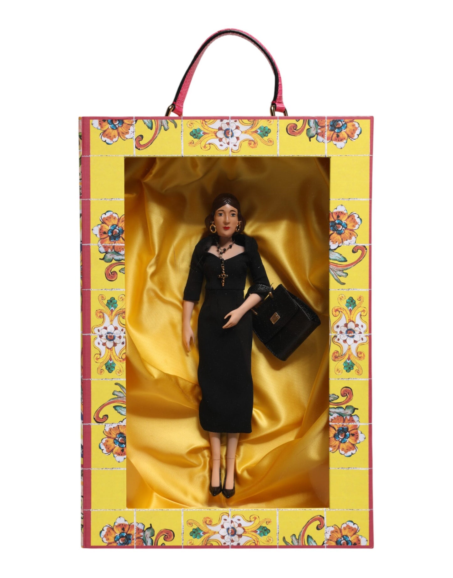 Dolce & Gabbana Schwarzes Kleid Keramik Porzellan Mode Leder Sicily Dolls