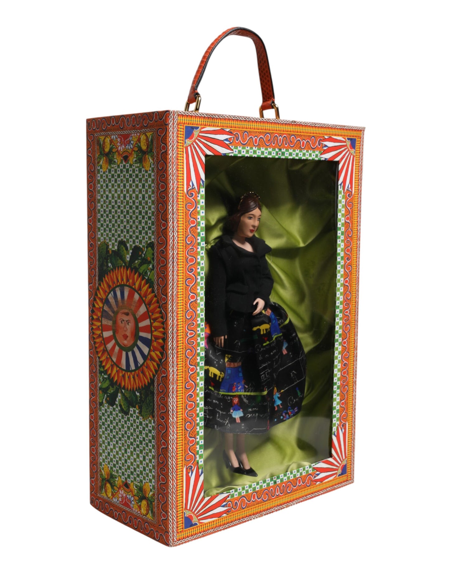 Dolce & Gabbana Schwarzes Kleid Keramik Porzellan Mode Leder Sicily Dolls