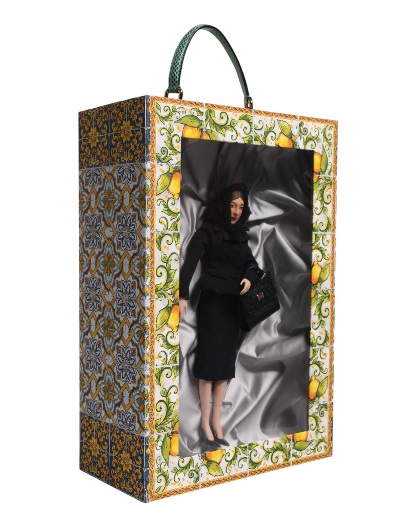 Dolce & Gabbana Schwarzes Kleid Keramik Porzellan Mode Leder Sicily Dolls