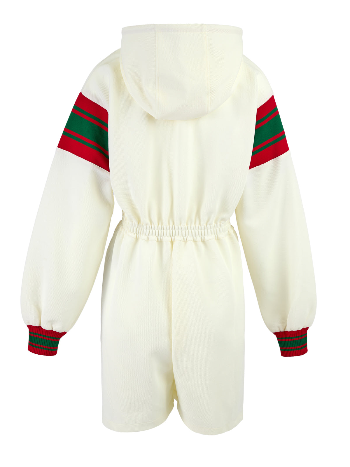 Cremefarbener Trainingsanzug aus Polyester mit Kapuze und Logo von Gucci