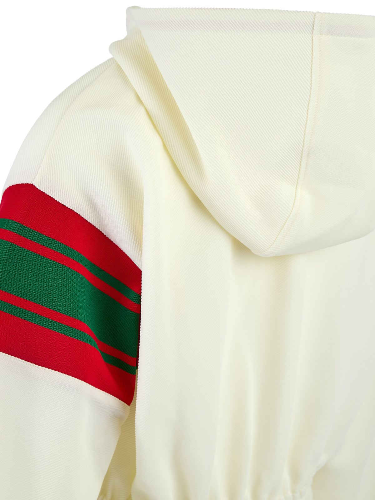 Cremefarbener Trainingsanzug aus Polyester mit Kapuze und Logo von Gucci