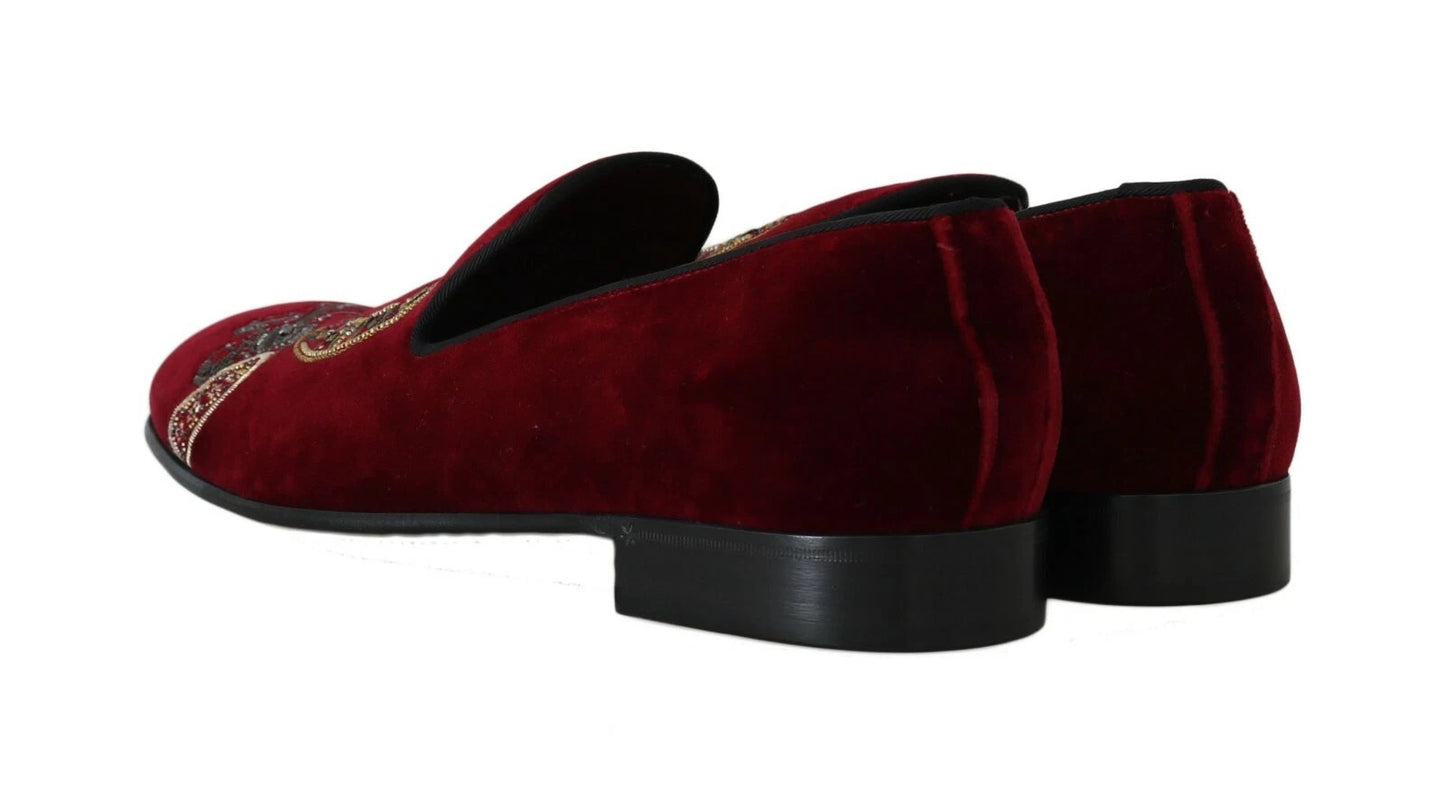 Dolce & Gabbana Bordeaux Samt-Loafer Gun Hufeisenschuhe