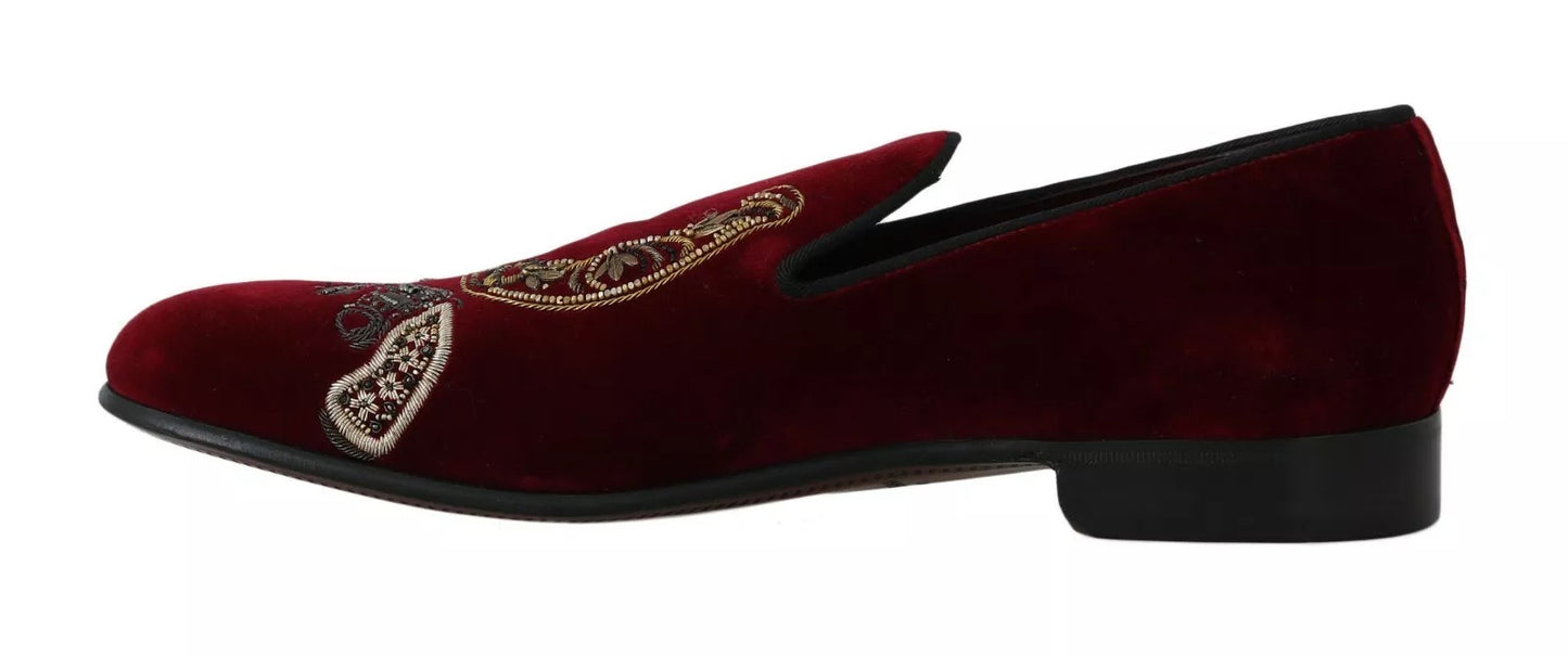 Dolce & Gabbana Bordeaux Samt-Loafer Gun Hufeisenschuhe