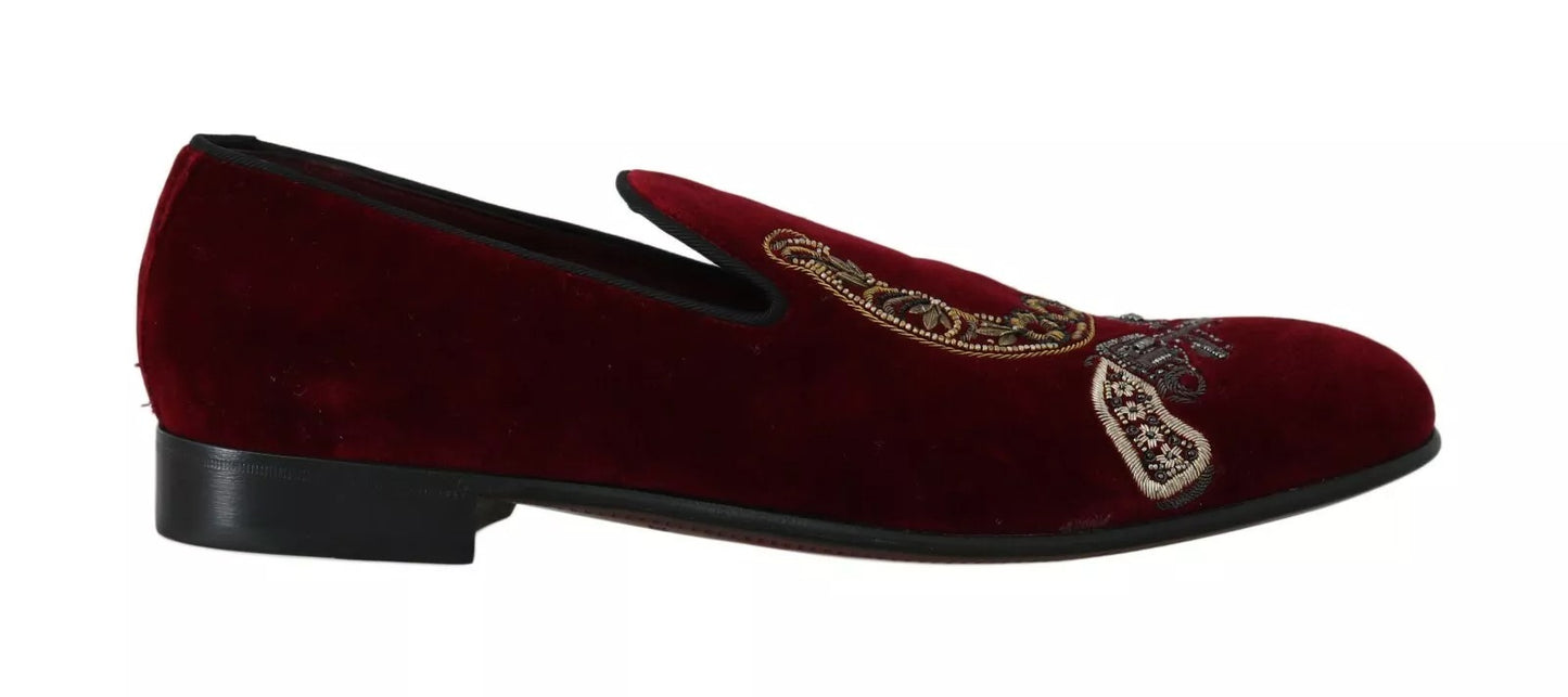 Dolce & Gabbana Bordeaux Samt-Loafer Gun Hufeisenschuhe