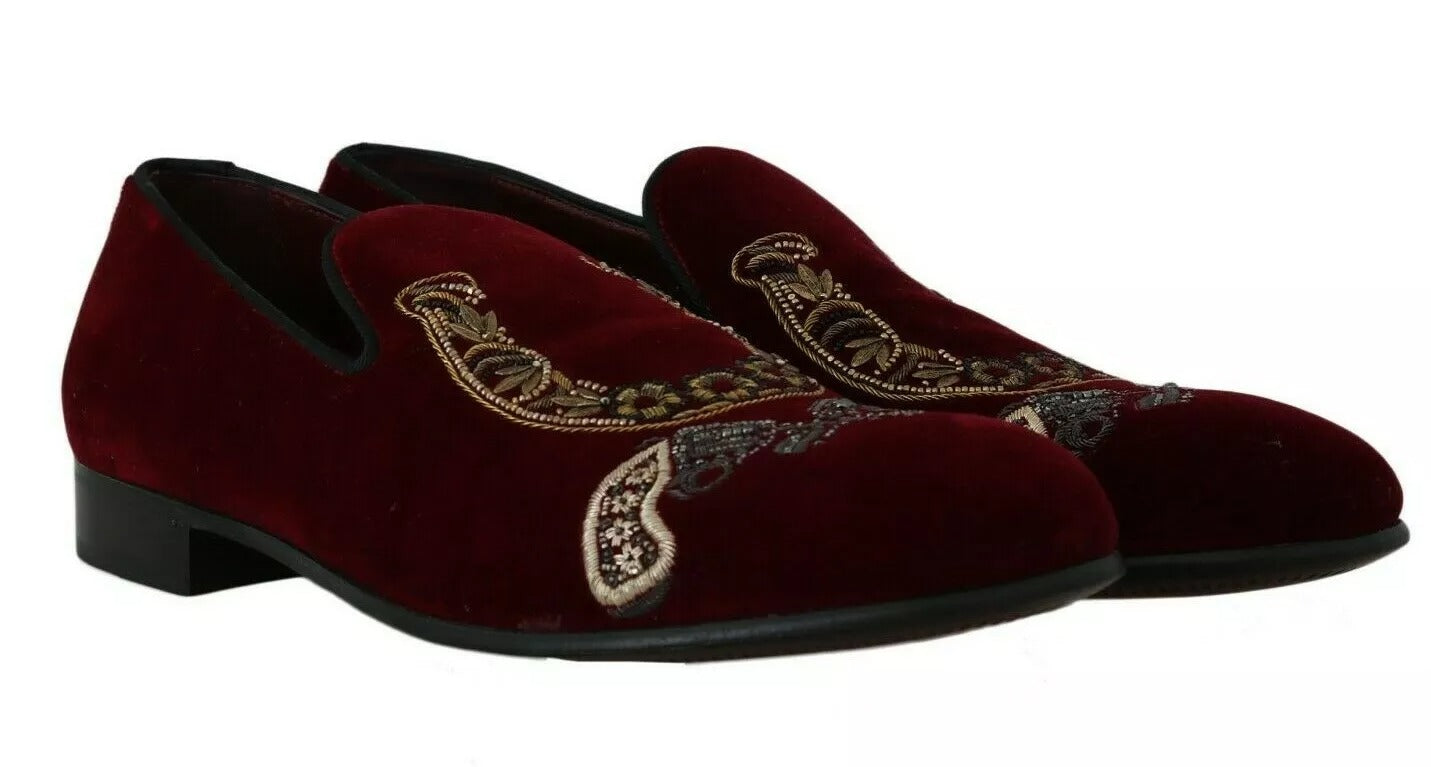 Dolce & Gabbana Bordeaux Samt-Loafer Gun Hufeisenschuhe