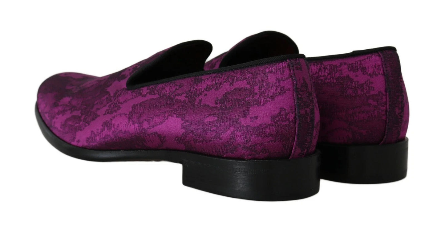 Dolce & Gabbana – Lilafarbene Loafer aus Jacquard, formelle Schuhe