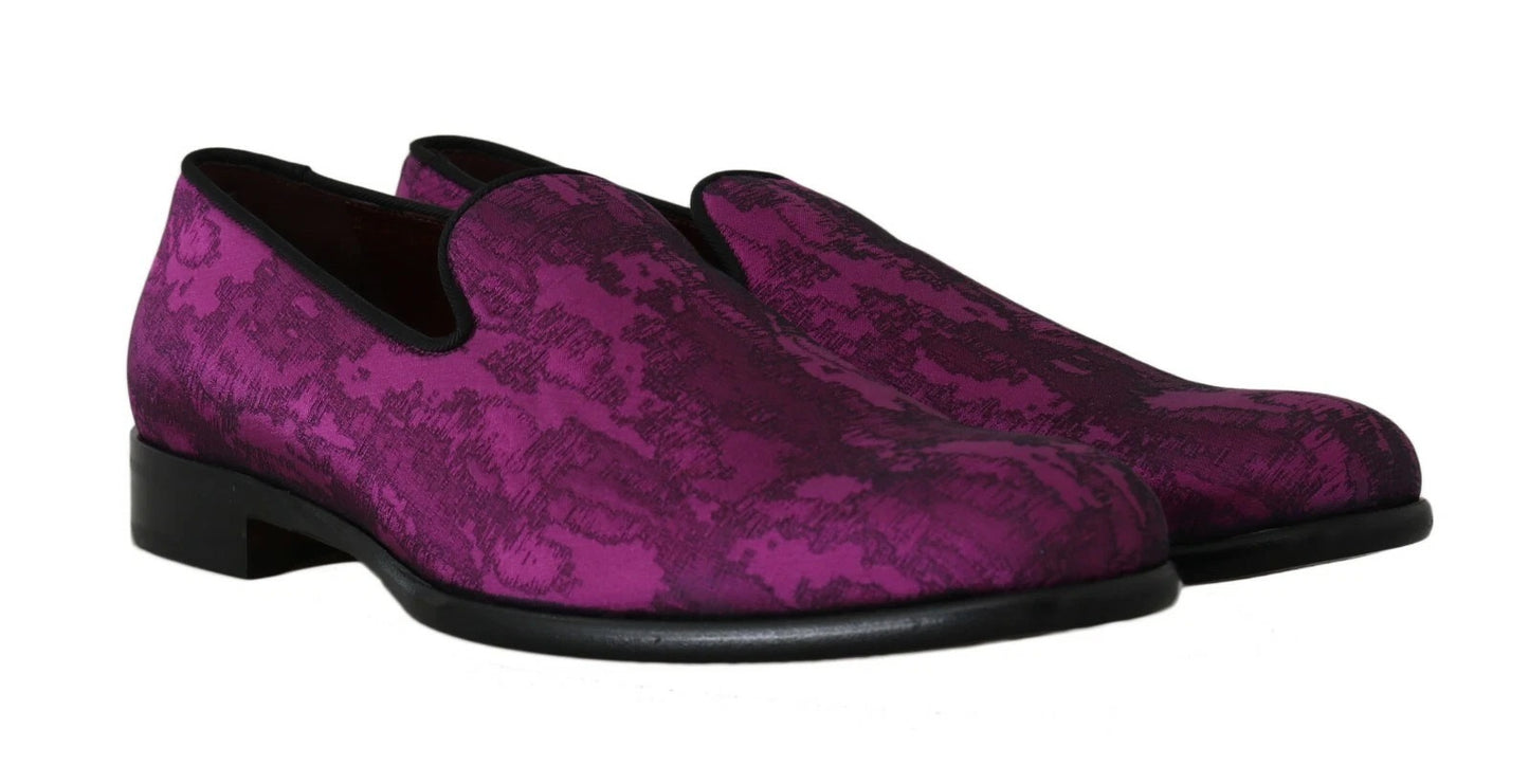 Dolce & Gabbana – Lilafarbene Loafer aus Jacquard, formelle Schuhe