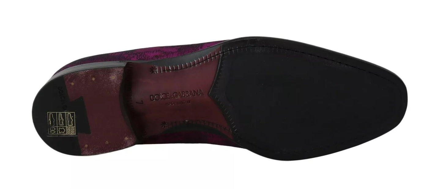 Dolce & Gabbana – Lilafarbene Loafer aus Jacquard, formelle Schuhe